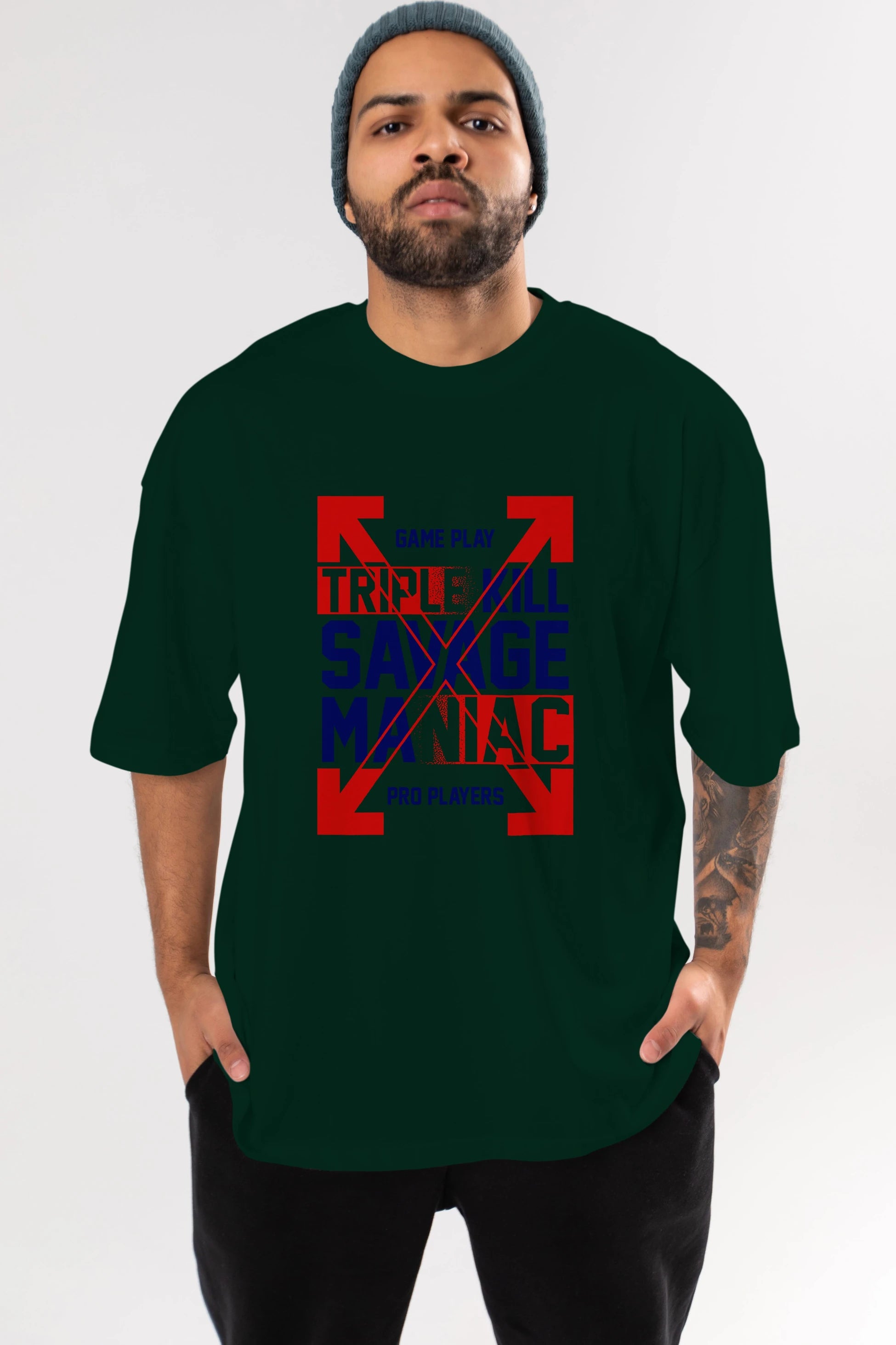 Kill Savage Ön Baskılı Oversize t-shirt Erkek Kadın Unisex