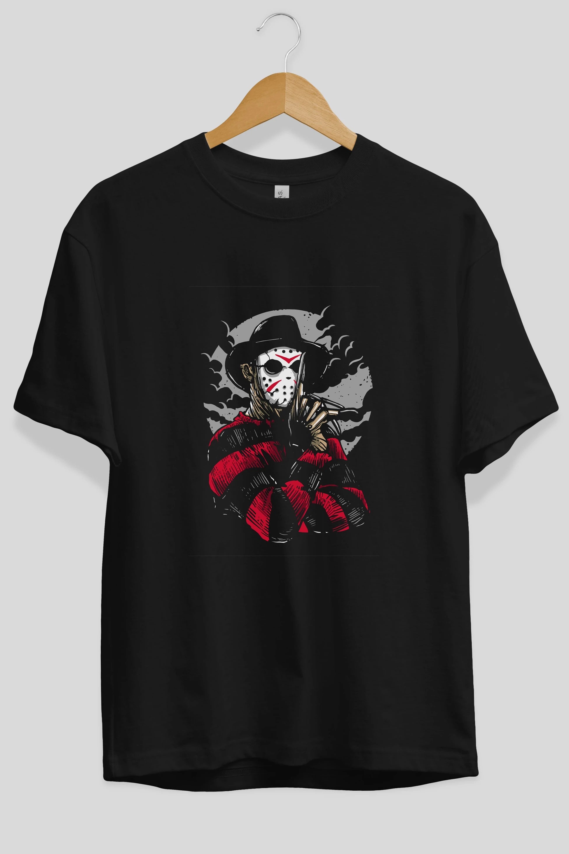 Freddy VS Jason (2) Ön Baskılı Oversize t-shirt Erkek Kadın Unisex %100 Pamuk tişort