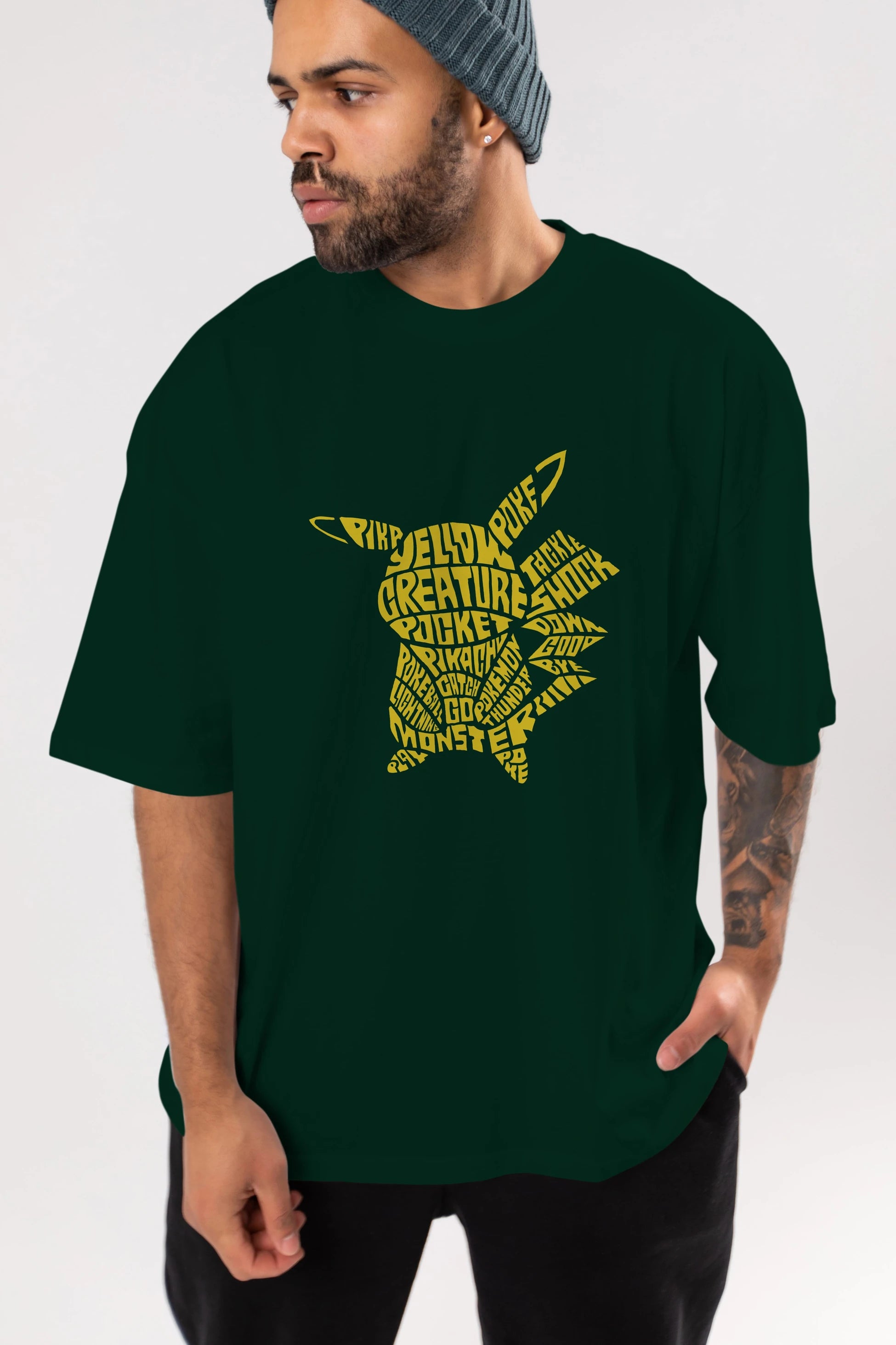 Pocket Monster Ön Baskılı Oversize t-shirt %100 pamuk Erkek Kadın Unisex