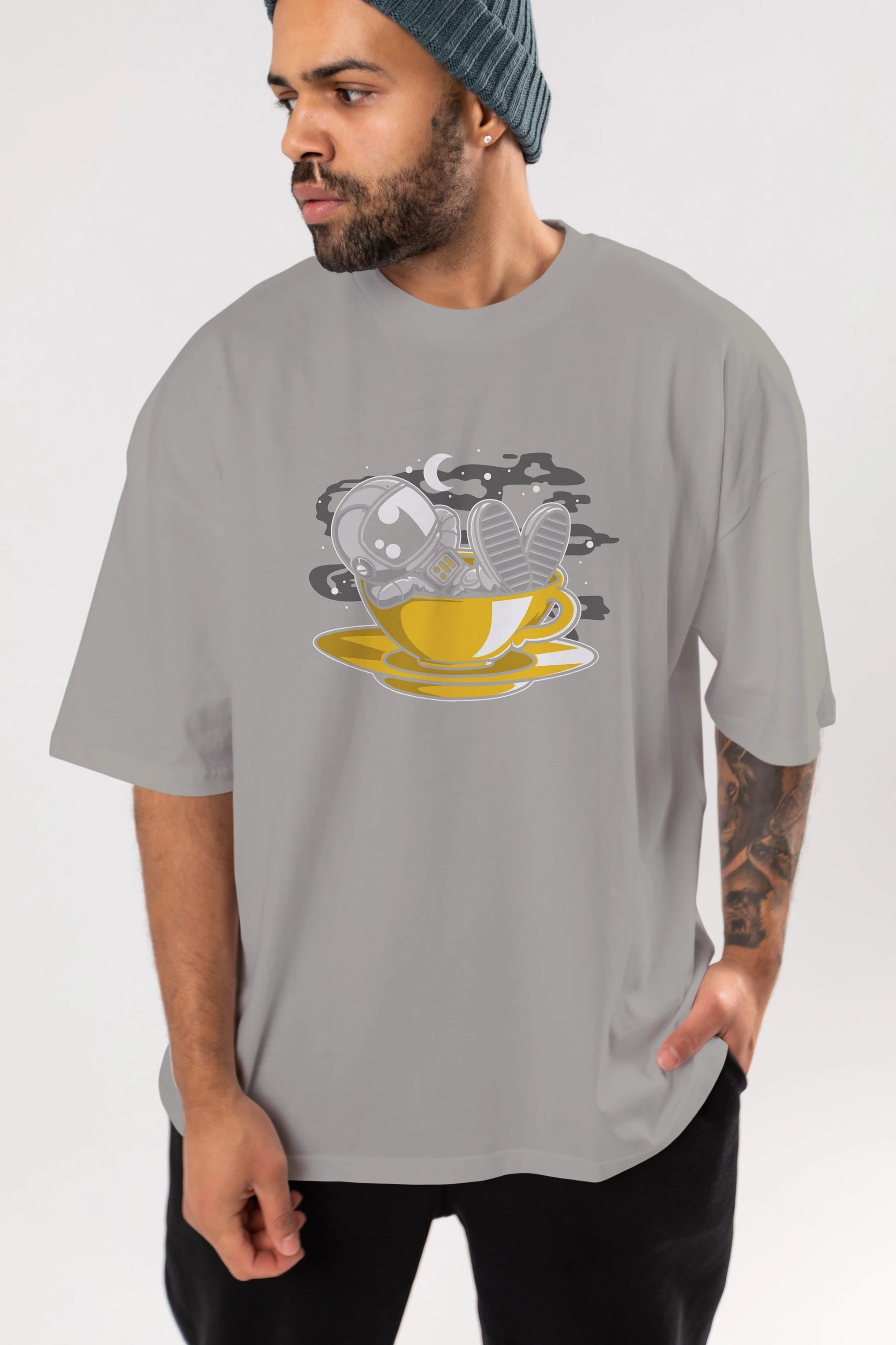 Astronaut Relax Ön Baskılı Oversize t-shirt Erkek Kadın Unisex