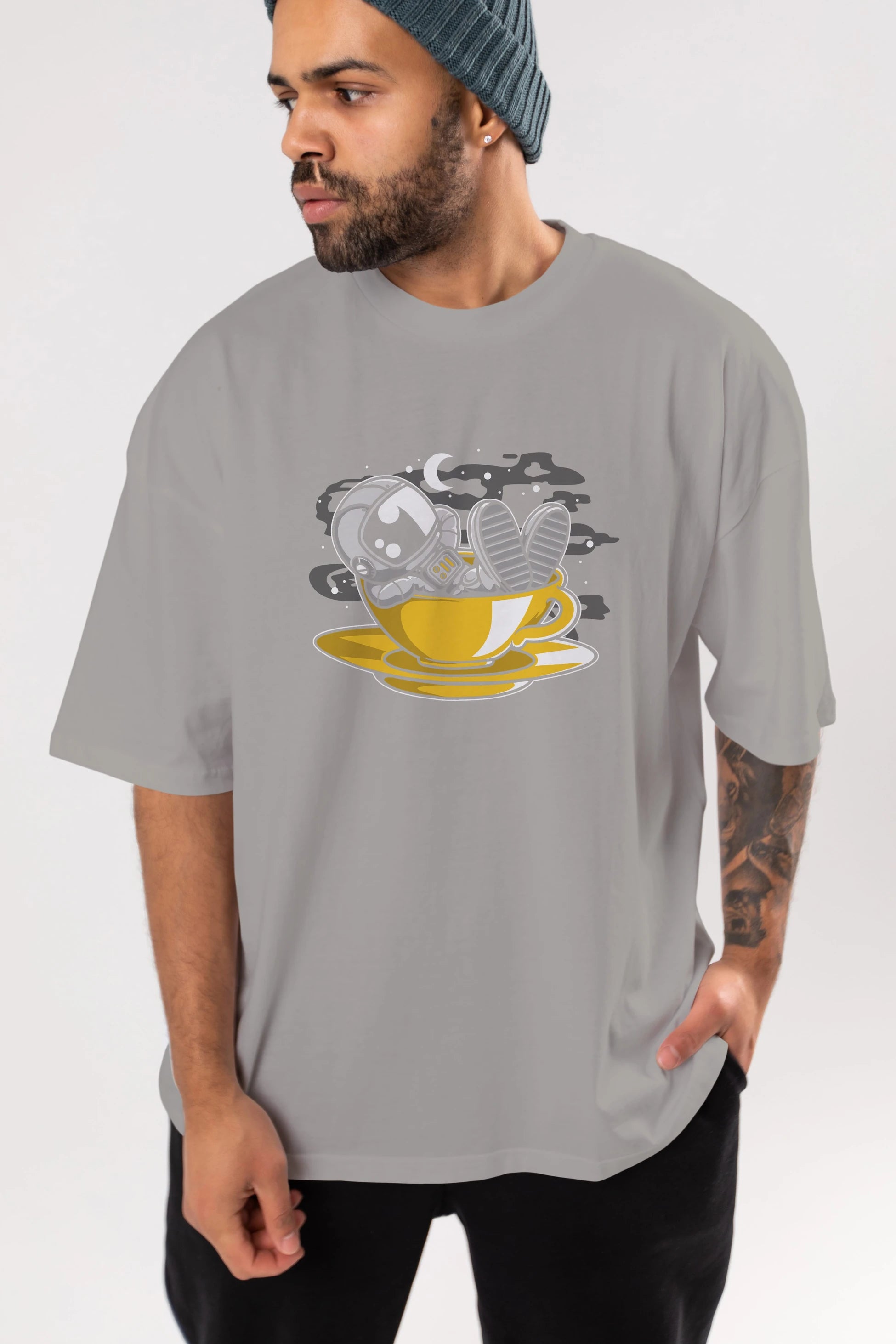 Astronaut Relax Ön Baskılı Oversize t-shirt Erkek Kadın Unisex