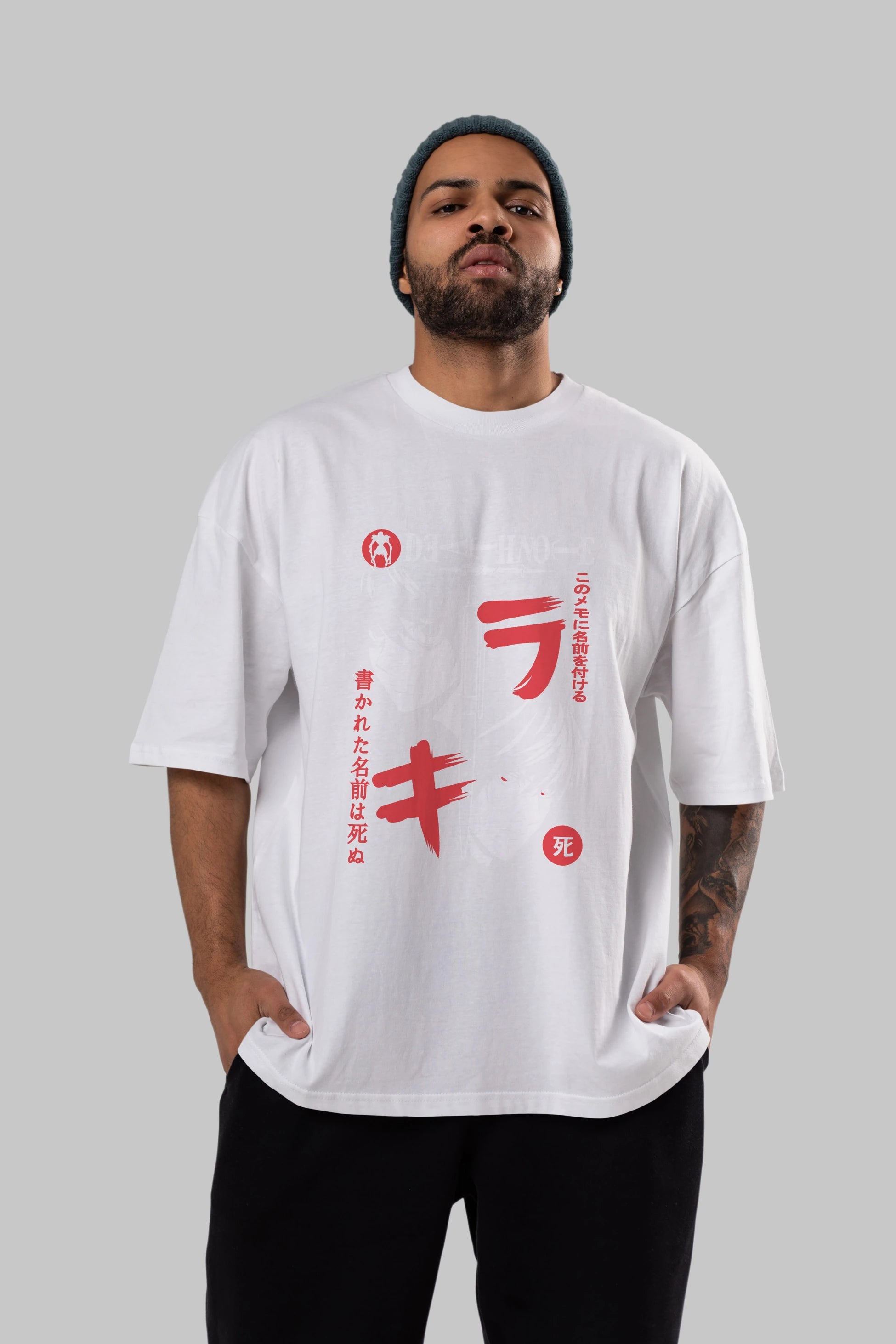 DEATHNOTE L vs KIRA Anime Ön Baskılı Oversize t-shirt %100 pamuk Erkek Kadın Unisex