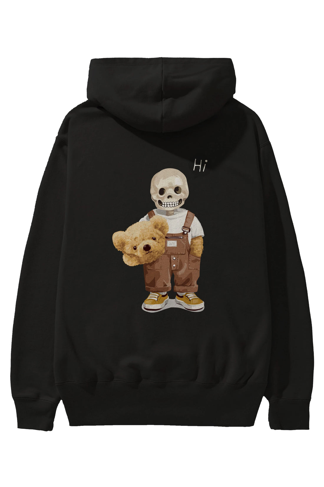 Teddy Bear hi Arka Baskılı Hoodie Oversize Kapüşonlu Sweatshirt Erkek Kadın Unisex