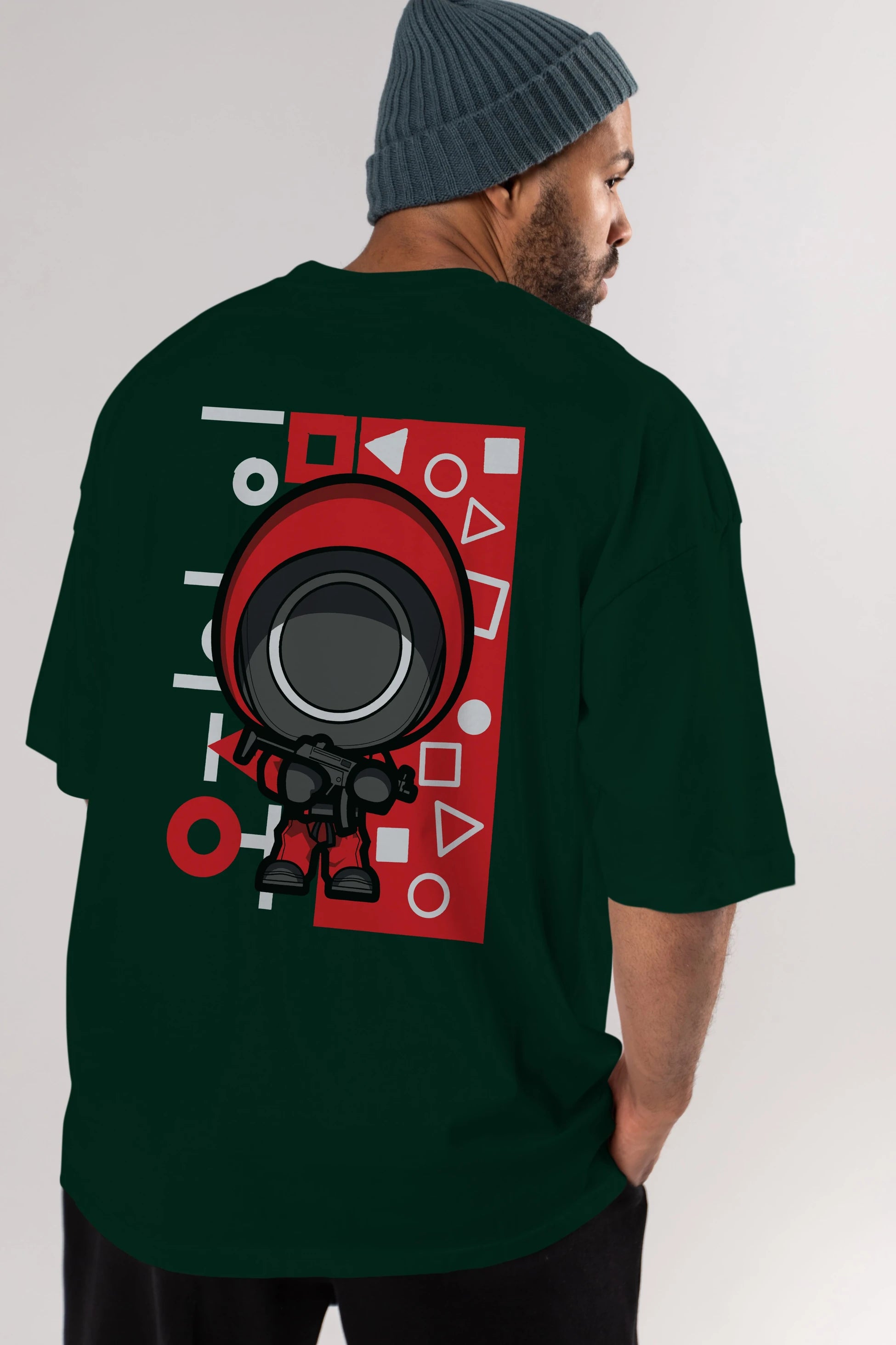 Squid Game (4) Arka Baskılı Oversize t-shirt Erkek Kadın Unisex %100 Pamuk Bisiklet Yaka tişort