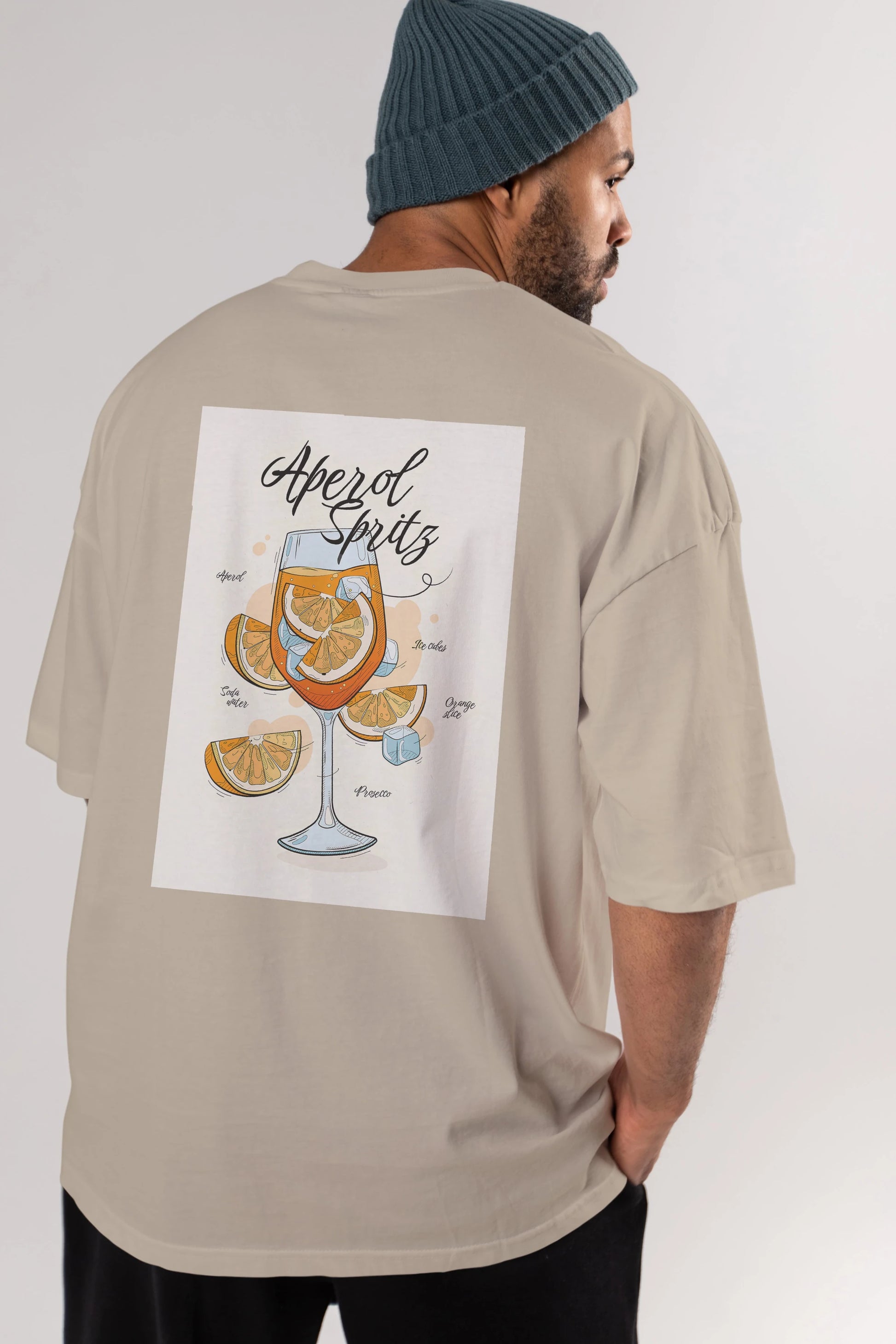 Aperol Spritz 6 Arka Baskılı Oversize t-shirt Erkek Kadın Unisex %100 Pamuk Bisiklet Yaka tişort