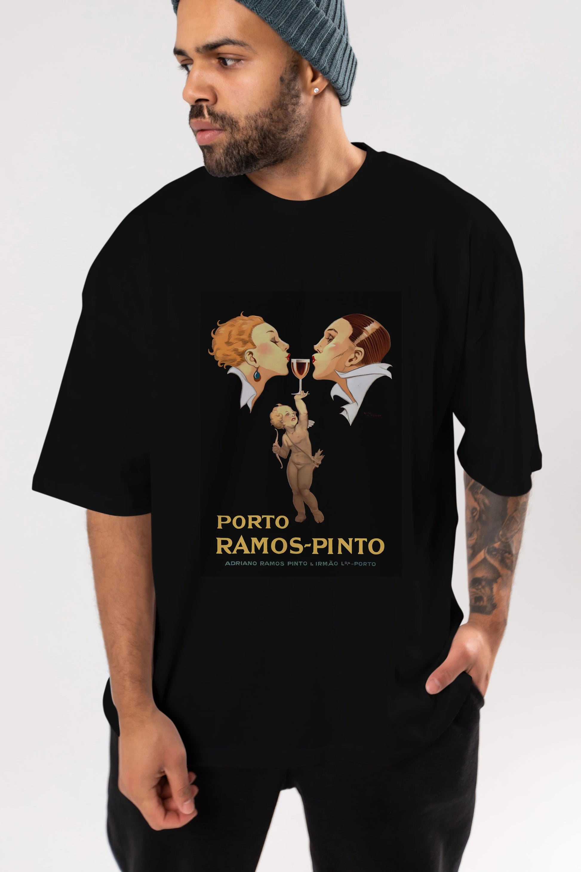Porto Ramos Pinto Ön Baskılı Oversize t-shirt Erkek Kadın Unisex %100 Pamuk Bisiklet Yaka tişort