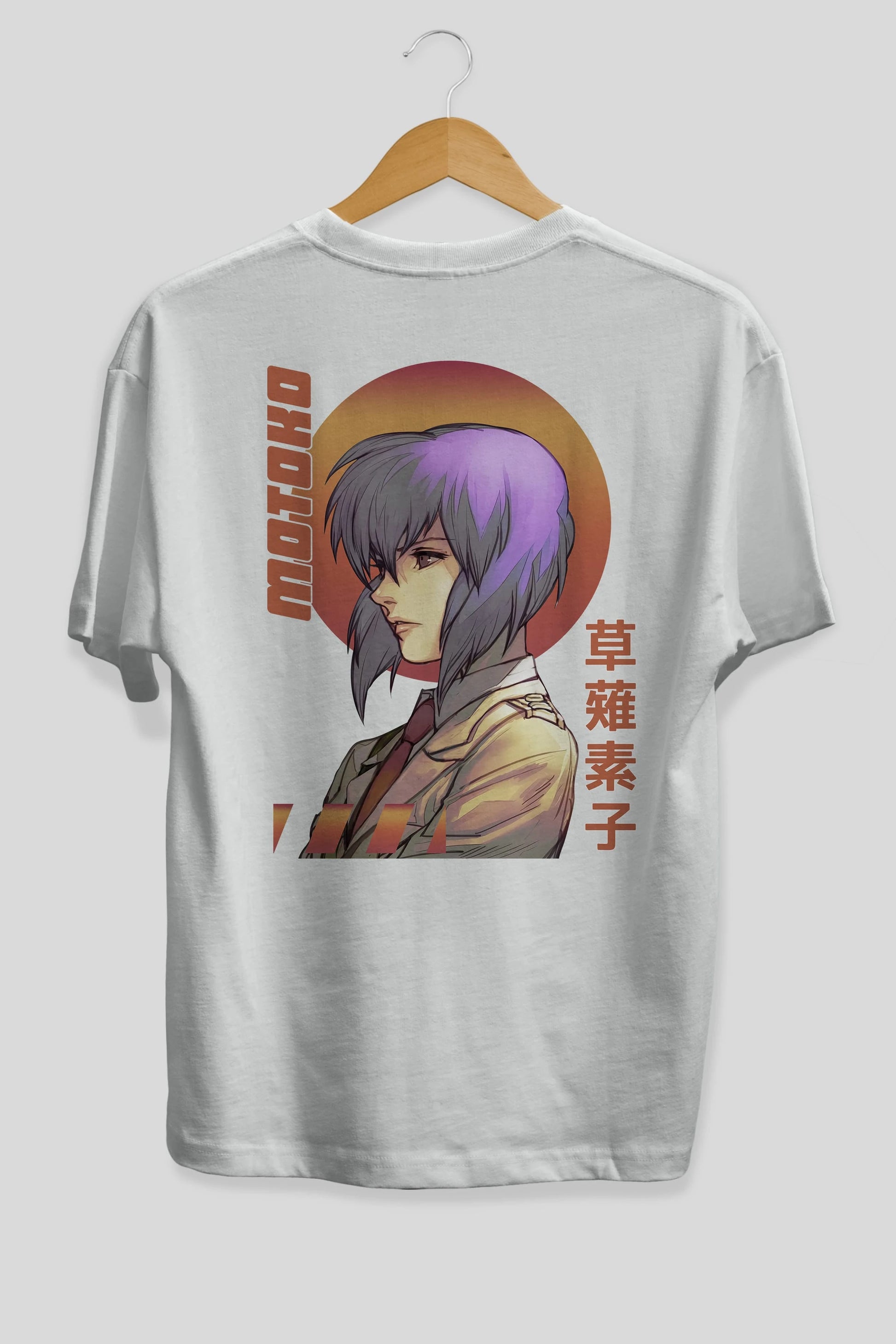 Motoko Kusanagi 10 Anime Arka Baskılı Oversize t-shirt Erkek Kadın Unisex