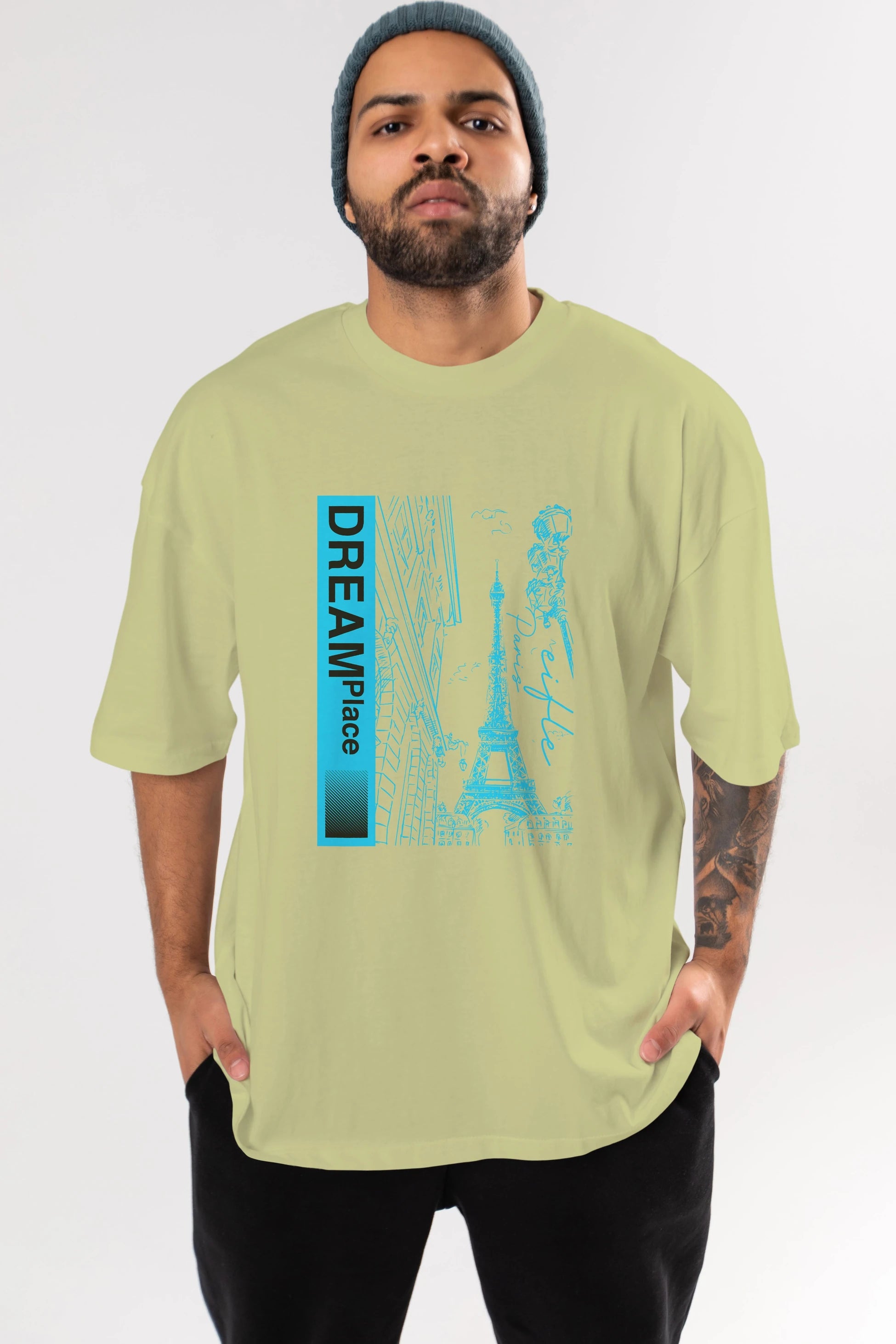Dream Place Ön Baskılı Oversize t-shirt Erkek Kadın Unisex