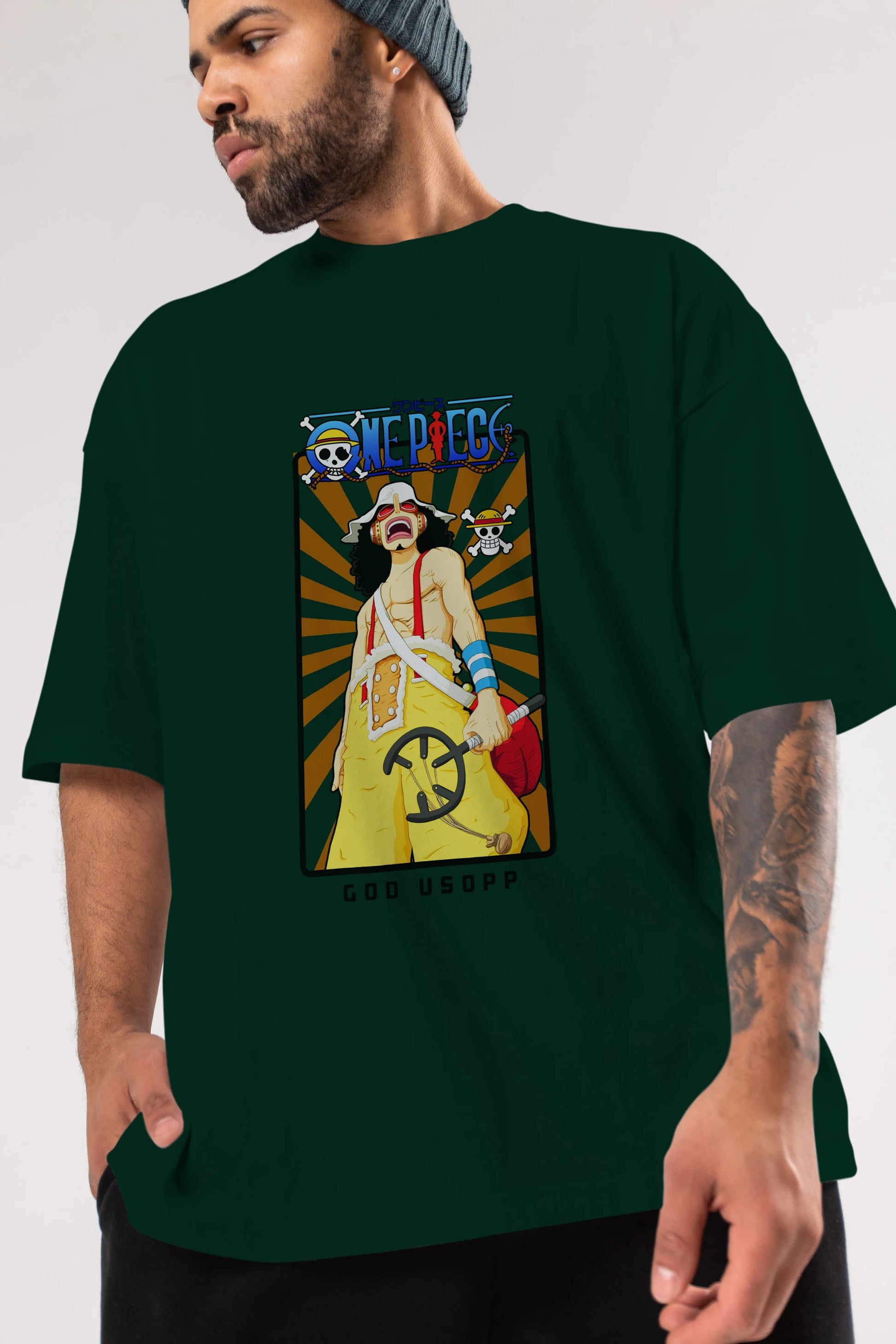 Usopp Anime Ön Baskılı Oversize t-shirt Erkek Kadın Unisex