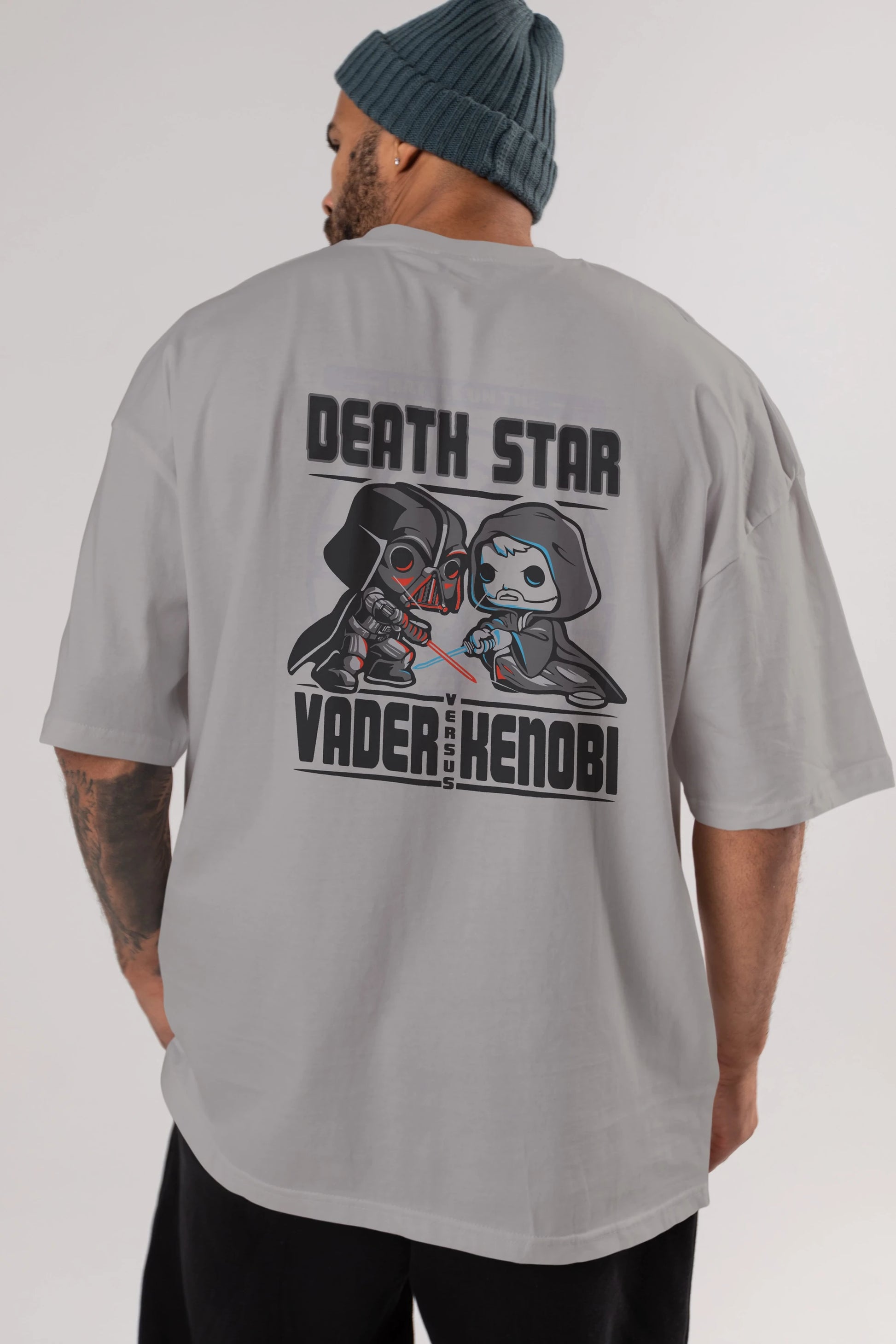 Vader Kenobi Arka Baskılı Oversize t-shirt Erkek Kadın Unisex %100 Pamuk Bisiklet Yaka tişort
