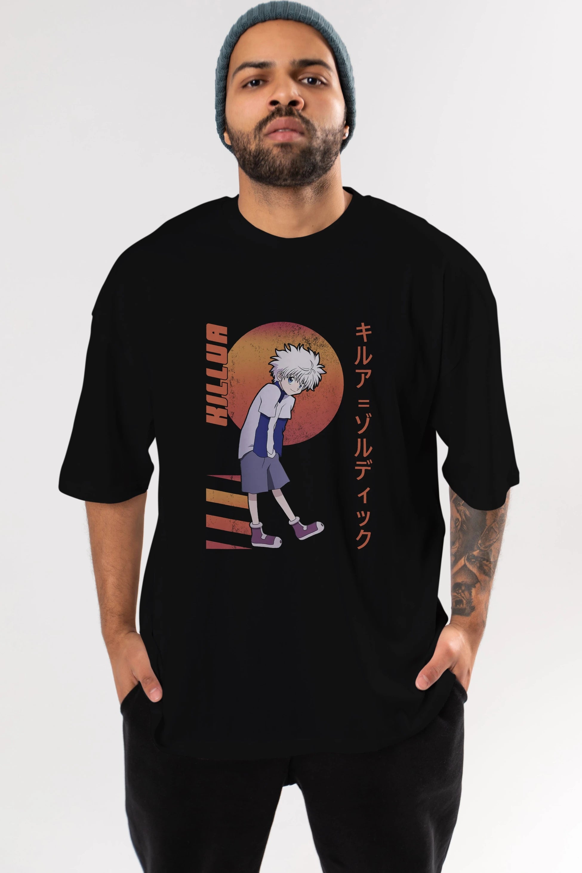 Killua Zoldyck 5 2 Anime Ön Baskılı Oversize t-shirt %100 pamuk Erkek Kadın Unisex