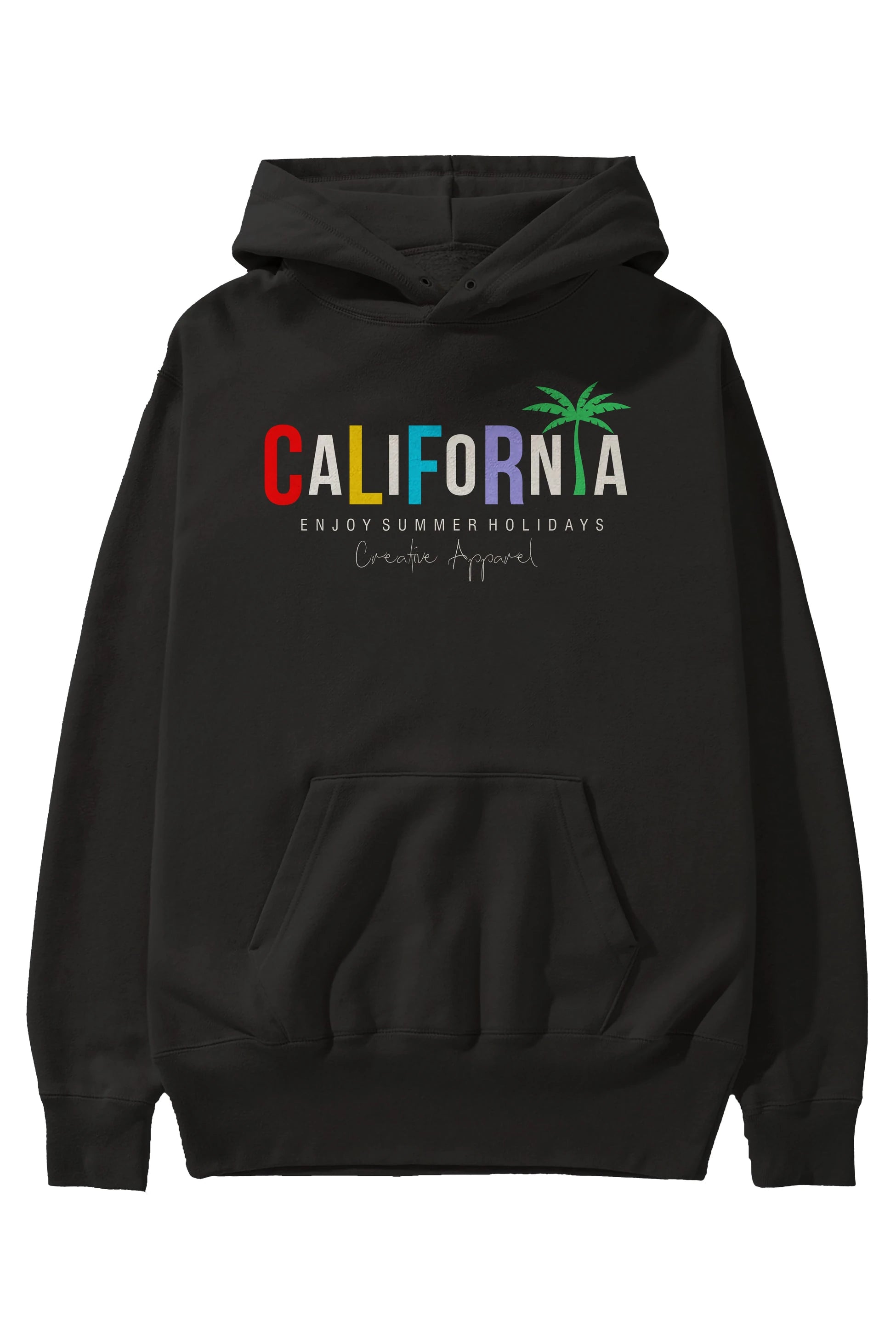 California 2 Ön Baskılı Oversize Hoodie Kapüşonlu Sweatshirt Erkek Kadın Unisex