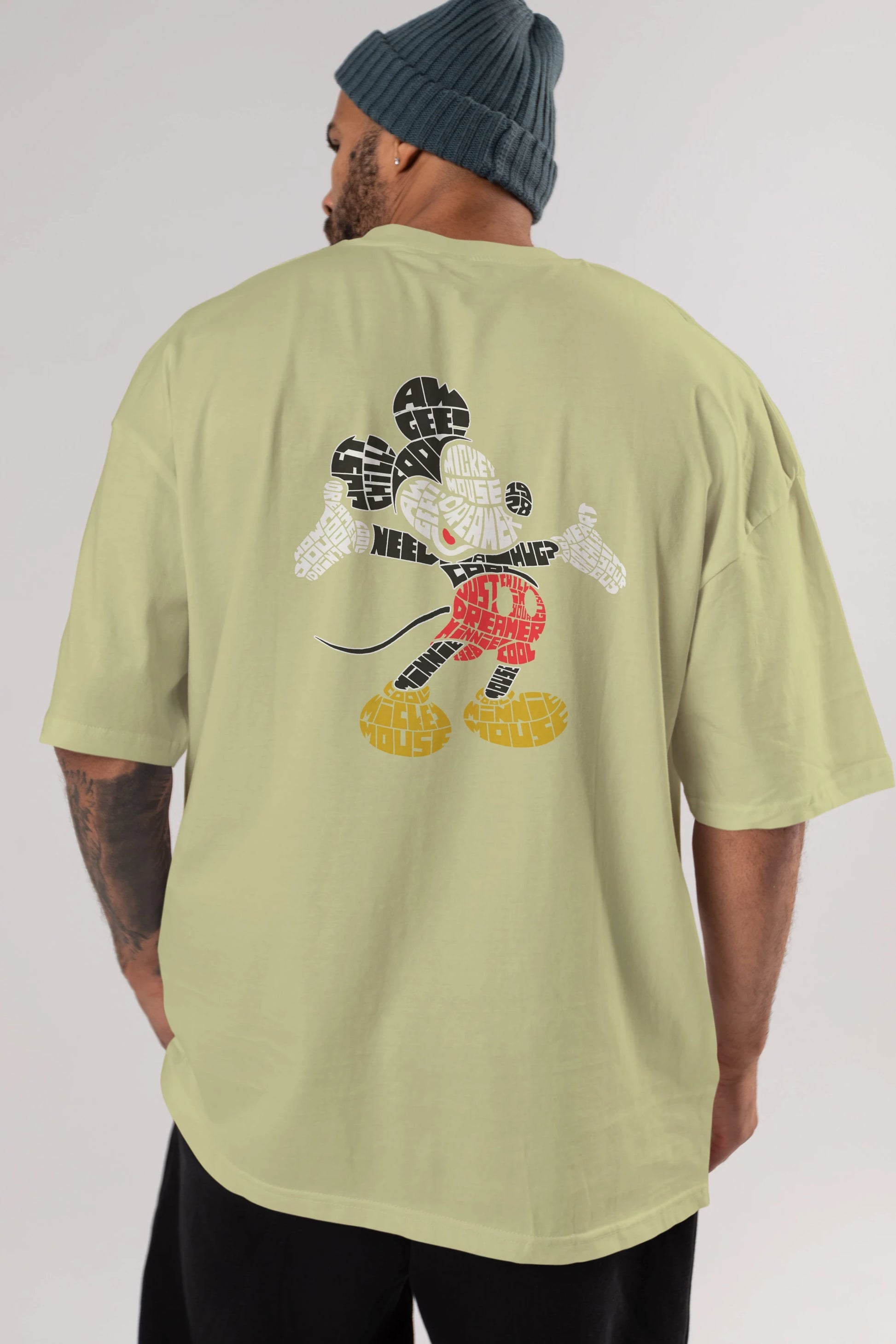 Mickey Arka Baskılı Oversize t-shirt %100 pamuk Erkek Kadın Unisex