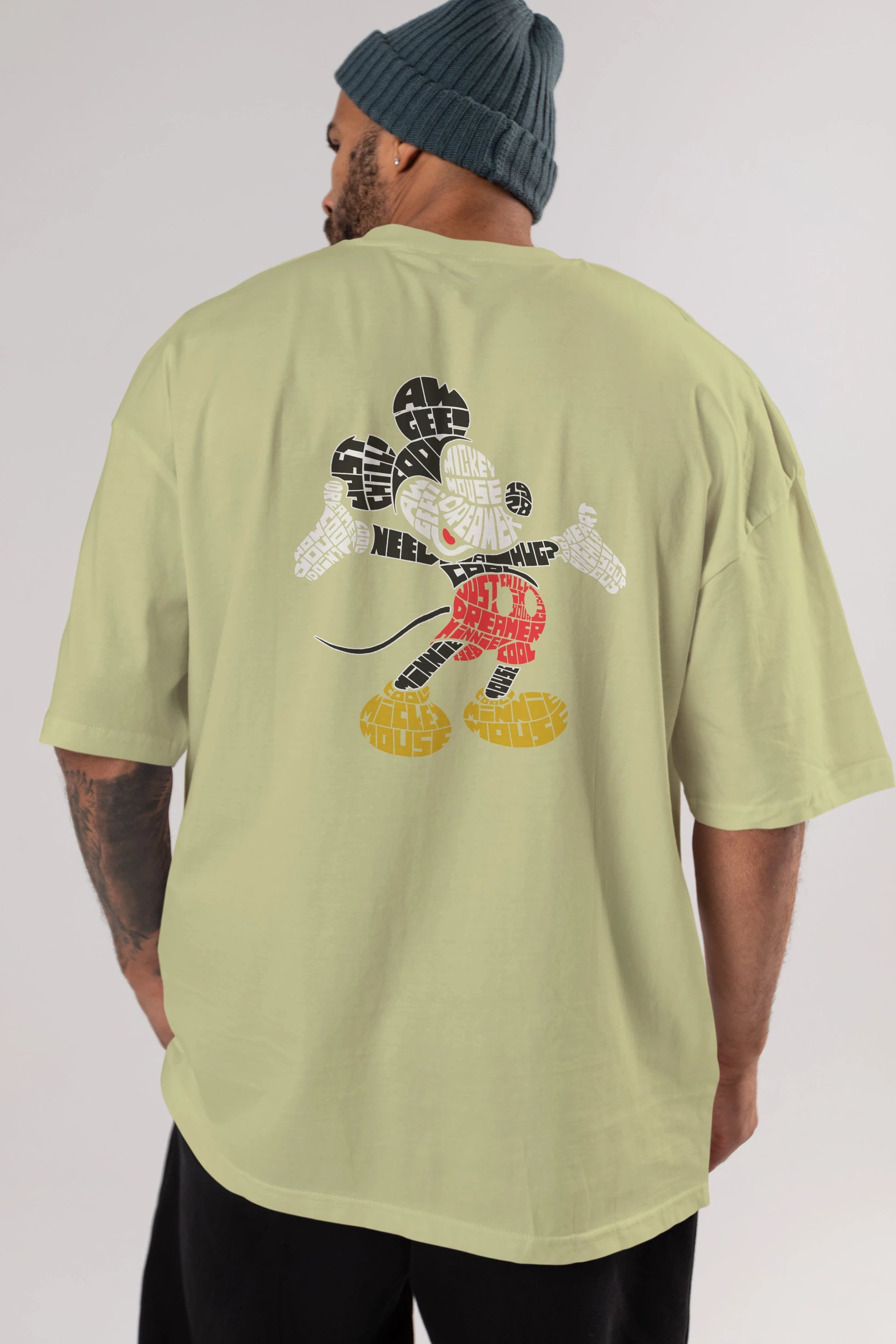 Mickey Arka Baskılı Oversize t-shirt %100 pamuk Erkek Kadın Unisex