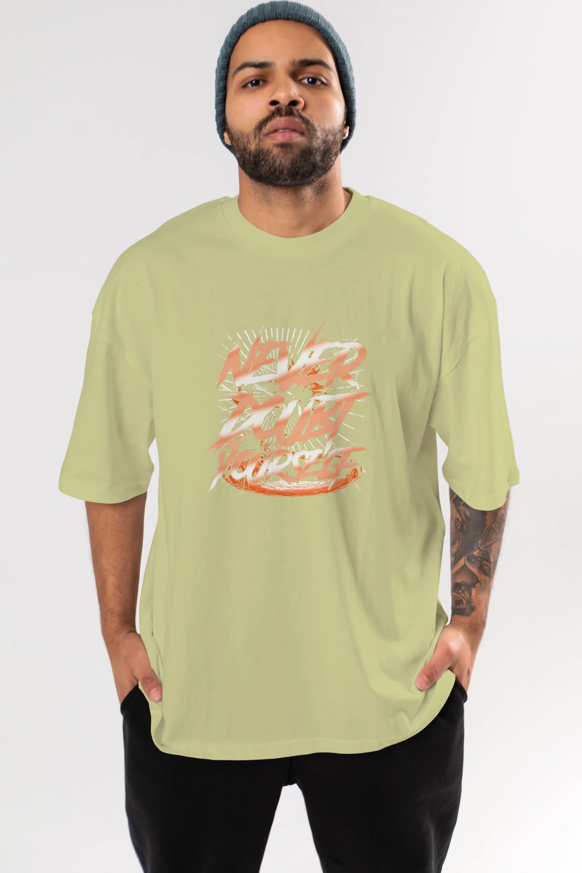Never Doubt Yourself Ön Baskılı Oversize t-shirt Erkek Kadın Unisex