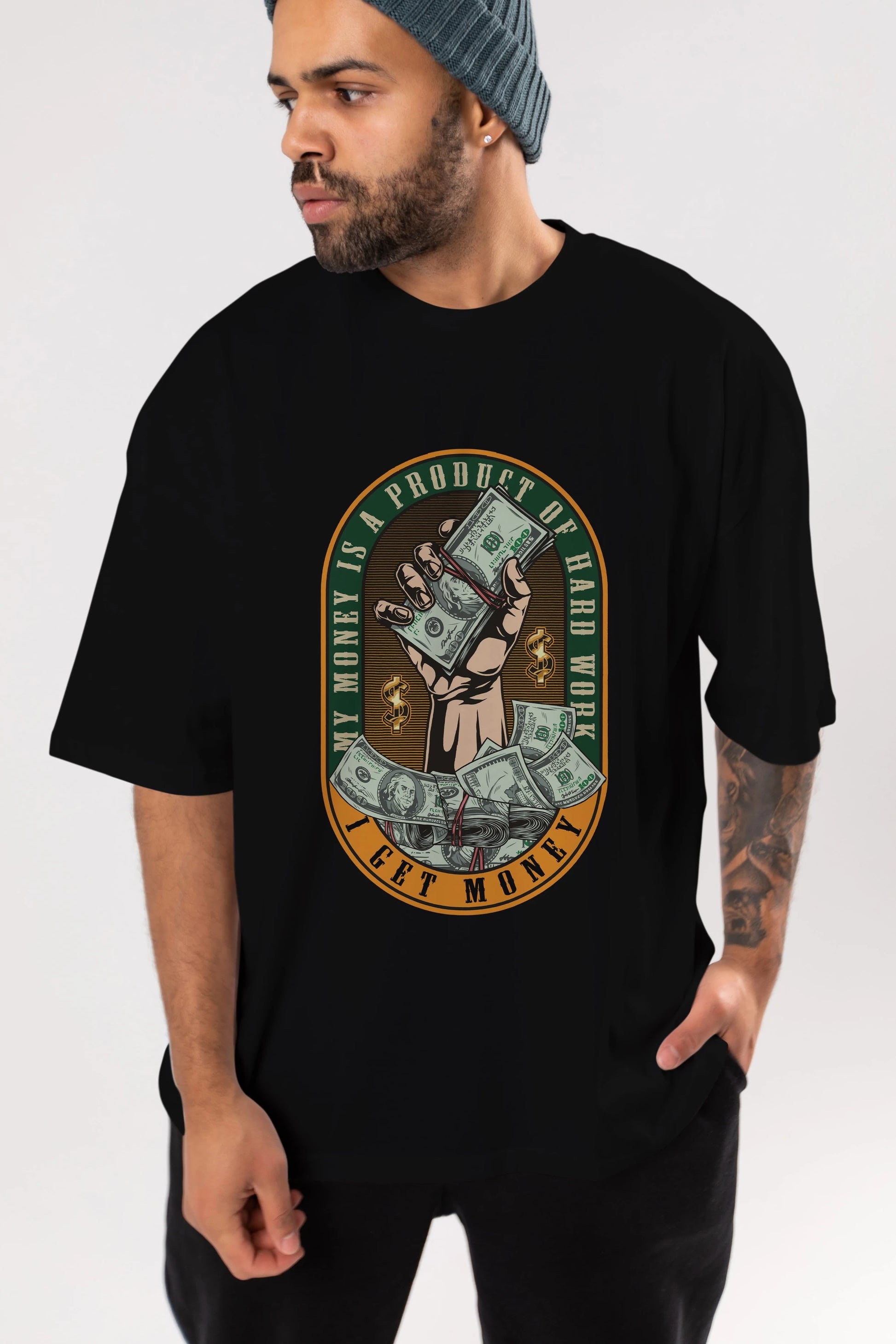 I Get Money Ön Baskılı Oversize t-shirt Erkek Kadın Unisex