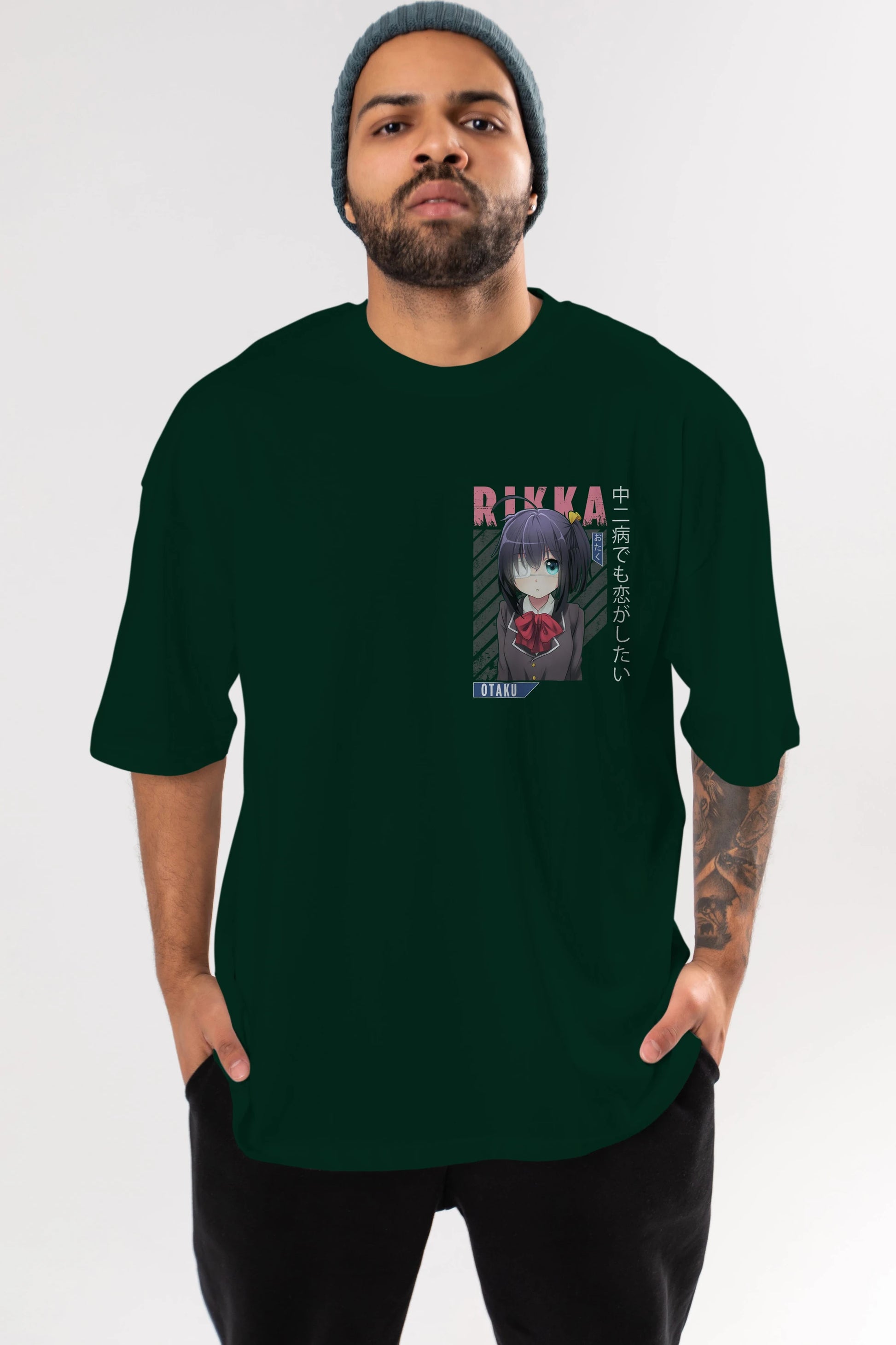 Rikka Takanashi 9 Ön Sol Baskılı Oversize t-shirt Erkek Kadın Unisex %100 Pamuk Bisiklet Yaka tişort