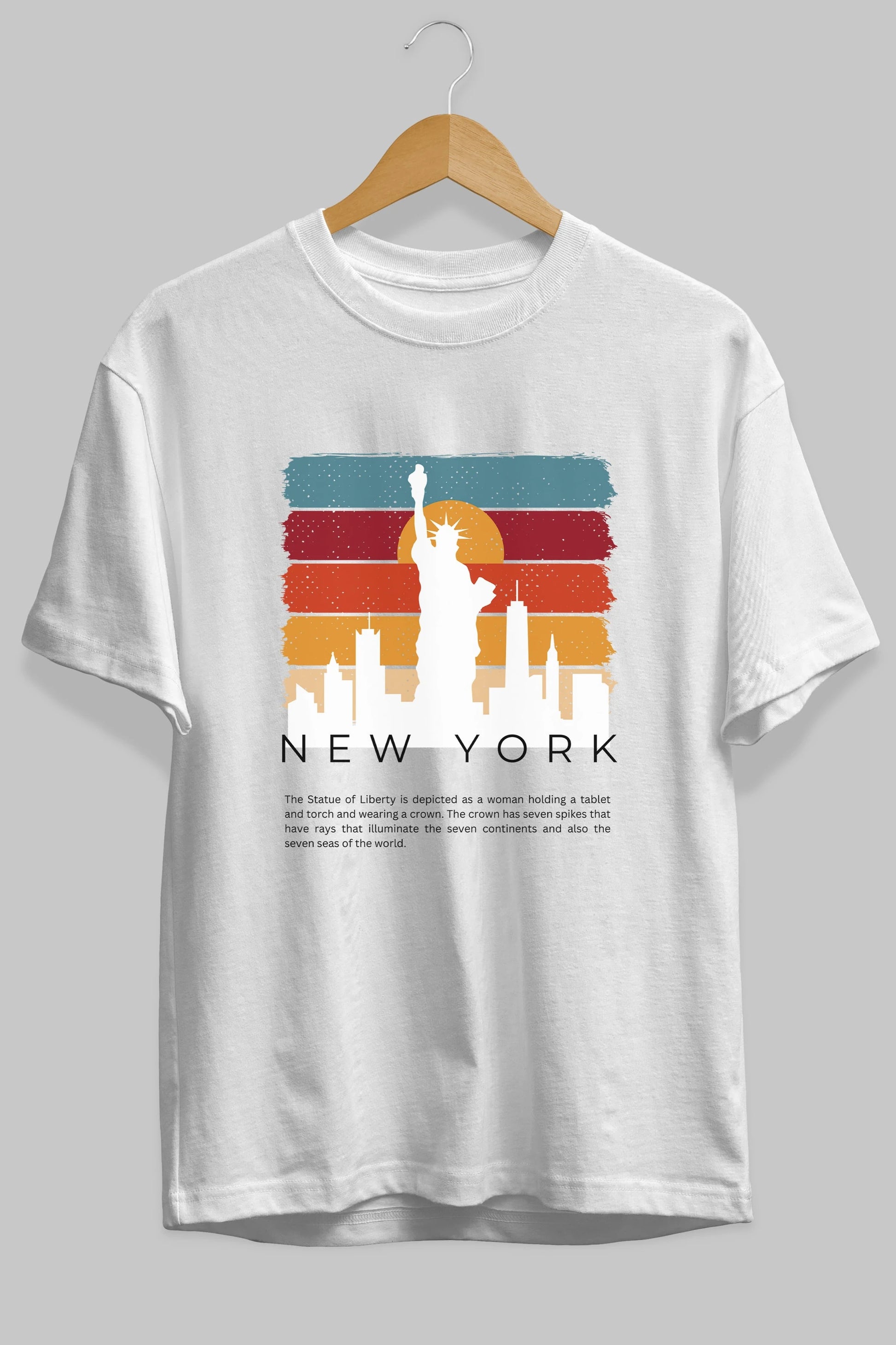 New York Yazılı Ön Baskılı Oversize t-shirt Erkek Kadın Unisex