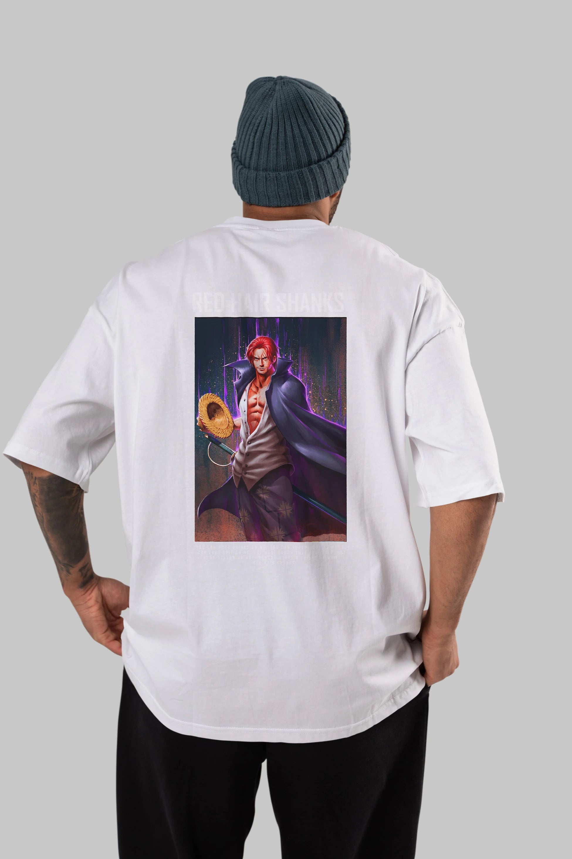 Shanks Anime Arka Baskılı Oversize t-shirt Erkek Kadın Unisex %100 pamuk tişort