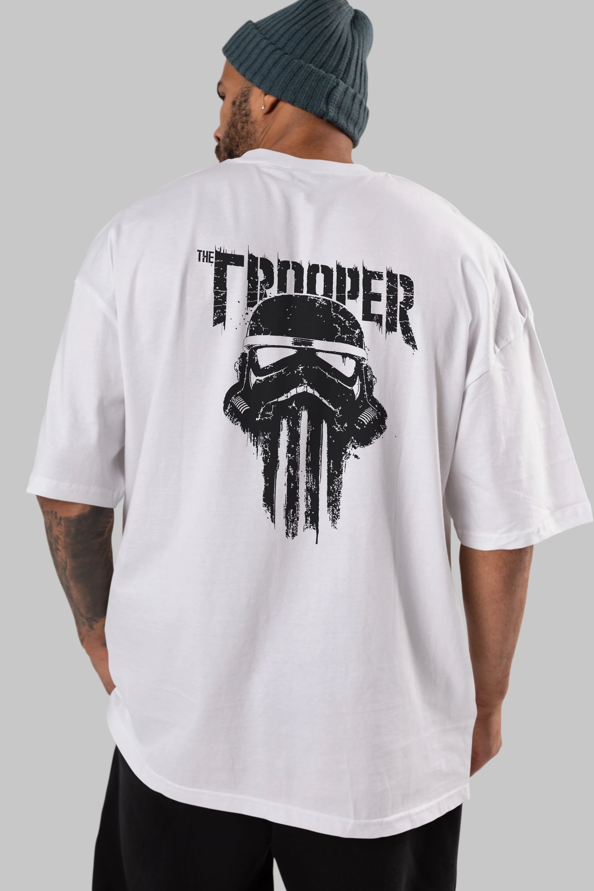 The Trooper Arka Baskılı Oversize t-shirt Erkek Kadın Unisex %100 Pamuk Bisiklet Yaka tişort