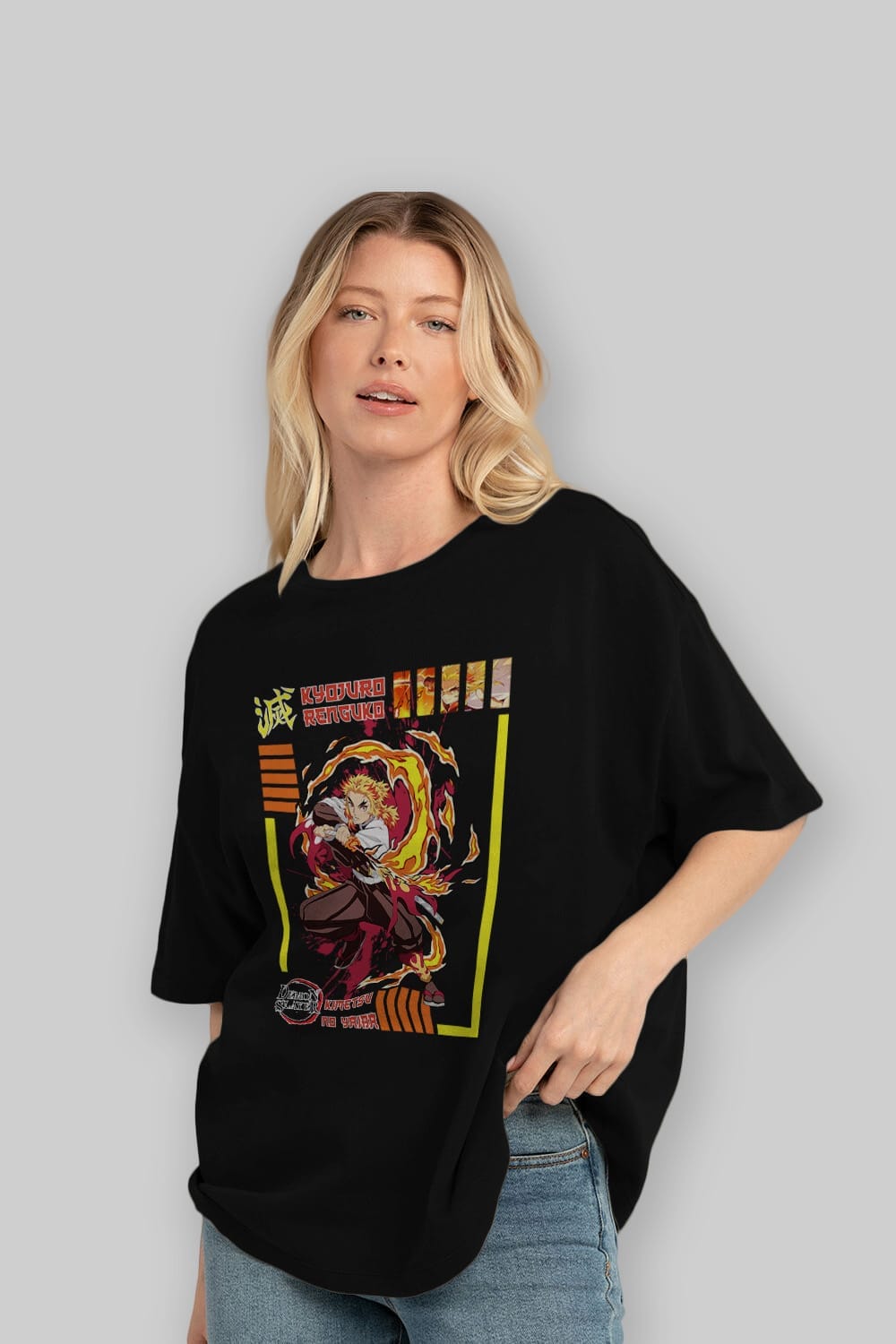 KYOJURO RENGOKU Anime Ön Baskılı Oversize t-shirt %100 pamuk Erkek Kadın Unisex