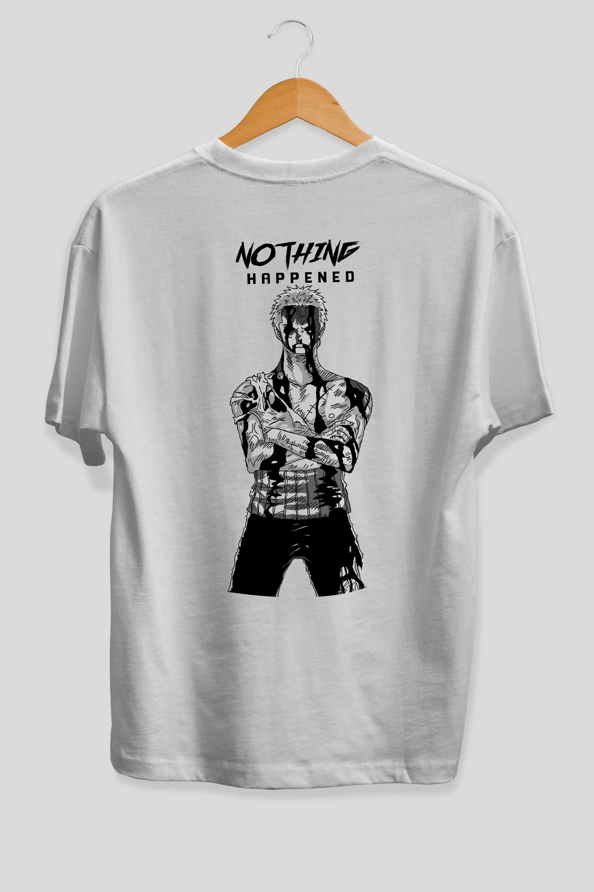 Roronoa Zoro 3 Anime Arka Baskılı Oversize t-shirt Erkek Kadın Unisex %100 pamuk tişort