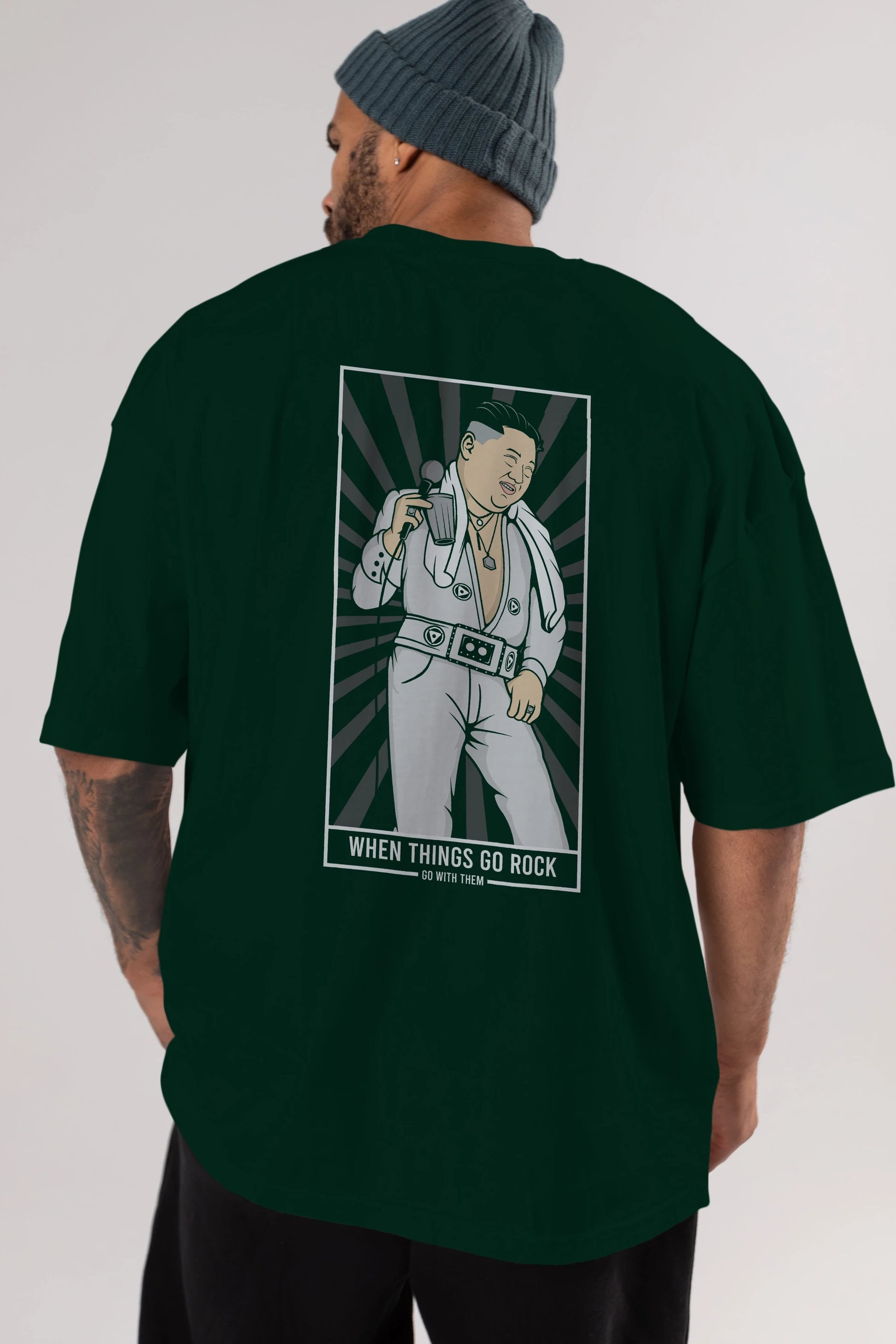 Kim Elvis Arka Baskılı Oversize t-shirt Erkek Kadın Unisex %100 Pamuk tişort