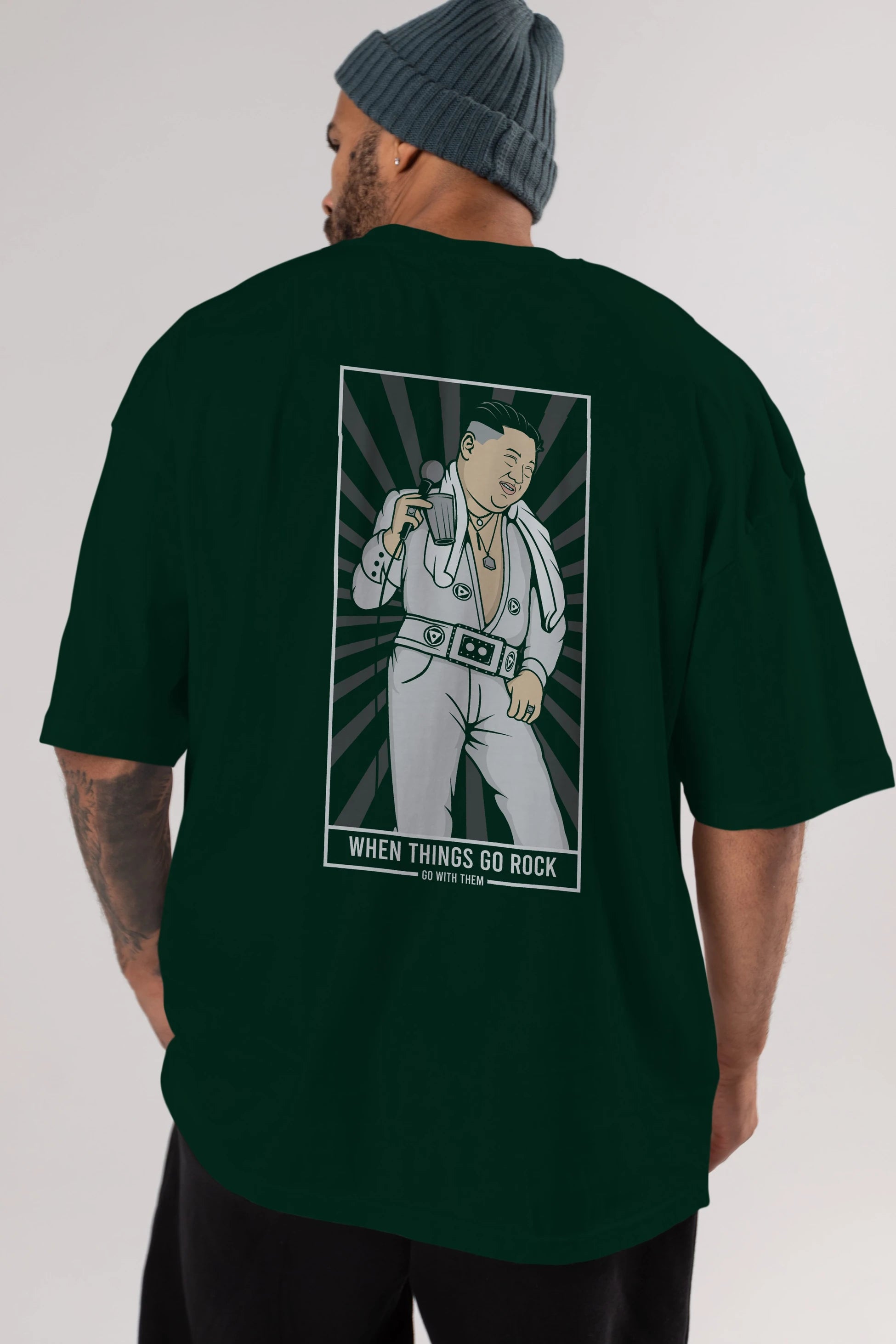 Kim Elvis Arka Baskılı Oversize t-shirt Erkek Kadın Unisex %100 Pamuk tişort