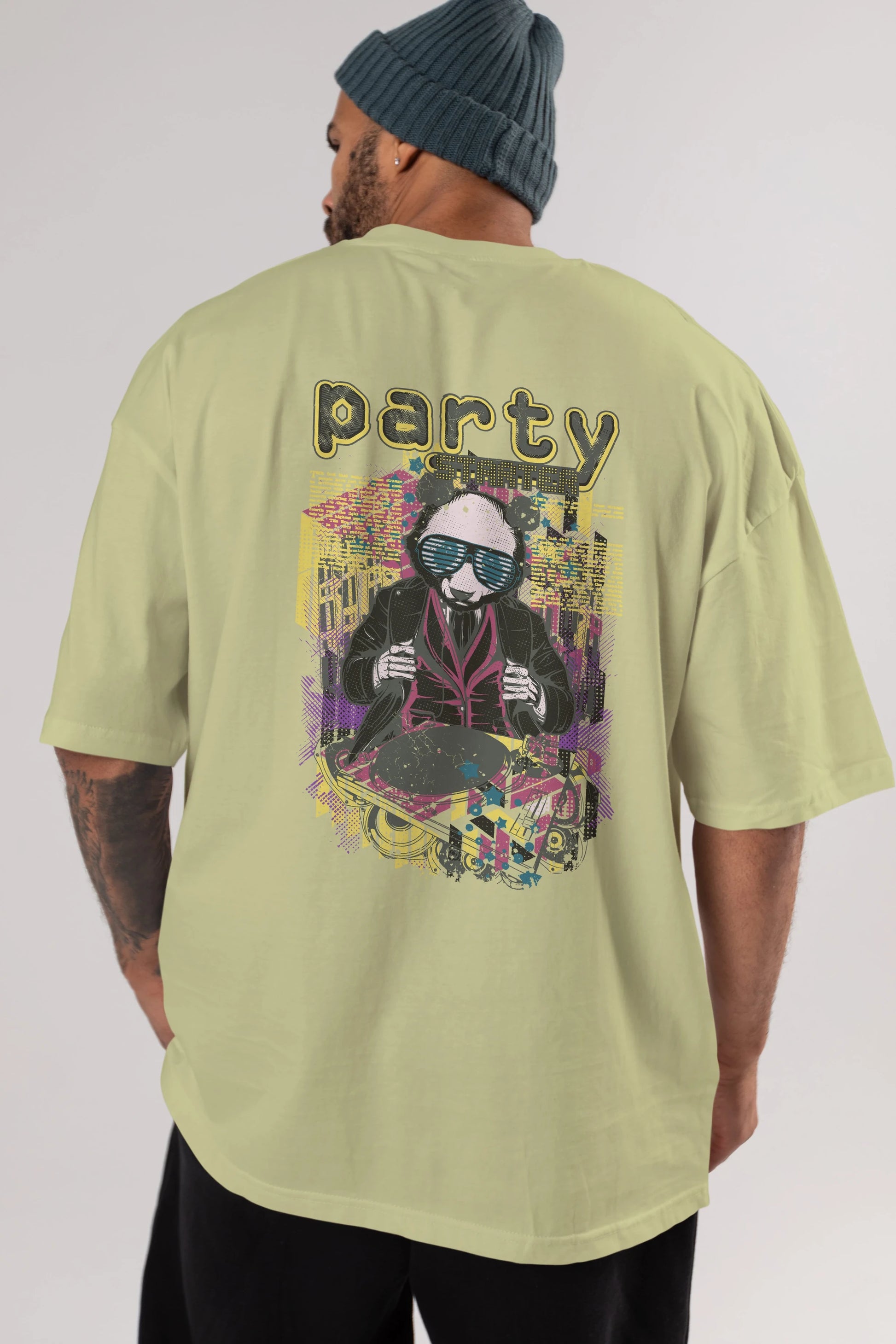 Party Starter Arka Baskılı Oversize t-shirt Erkek Kadın Unisex