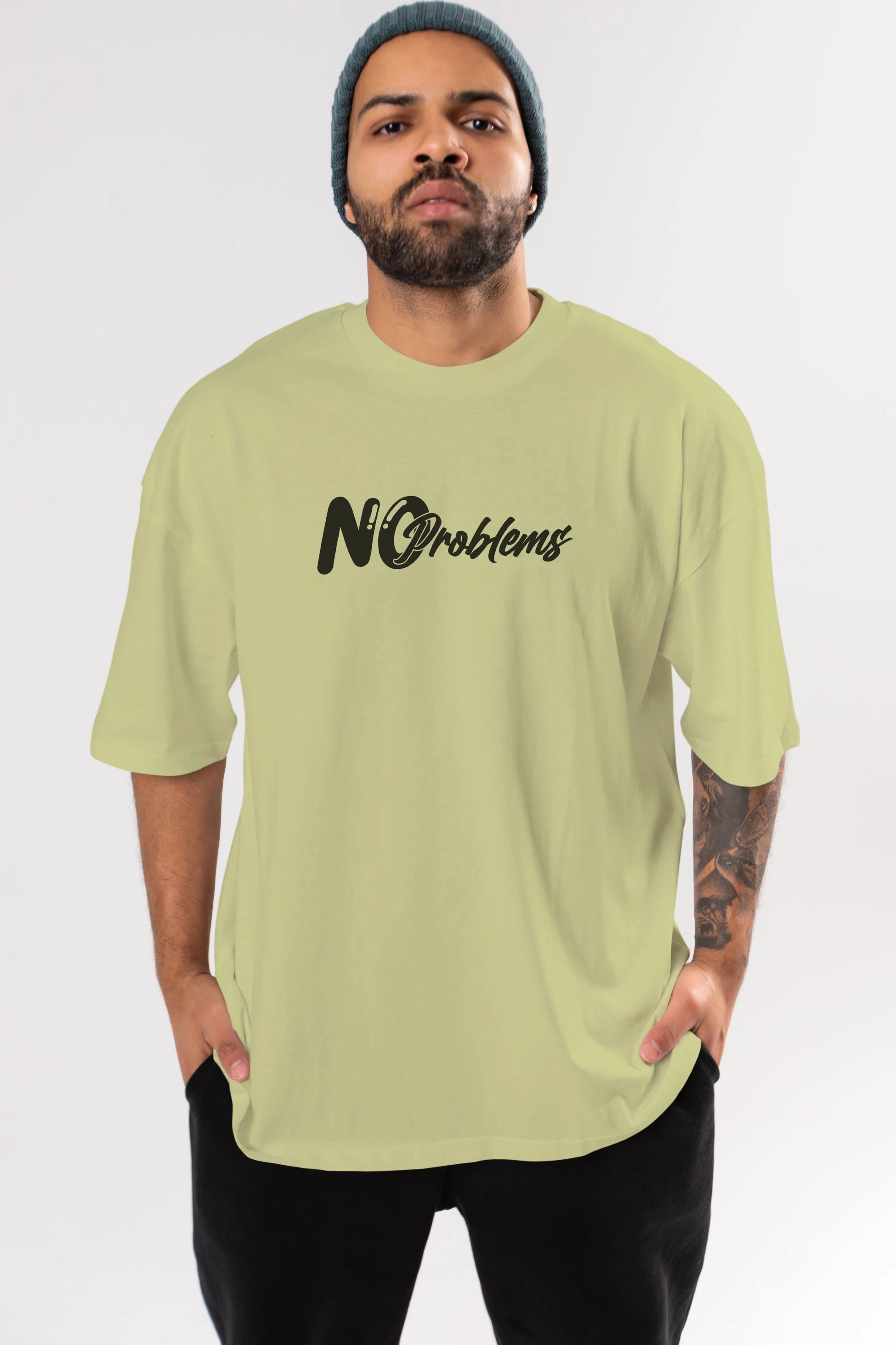 No Problems Ön Baskılı Oversize t-shirt %100 pamuk Erkek Kadın Unisex