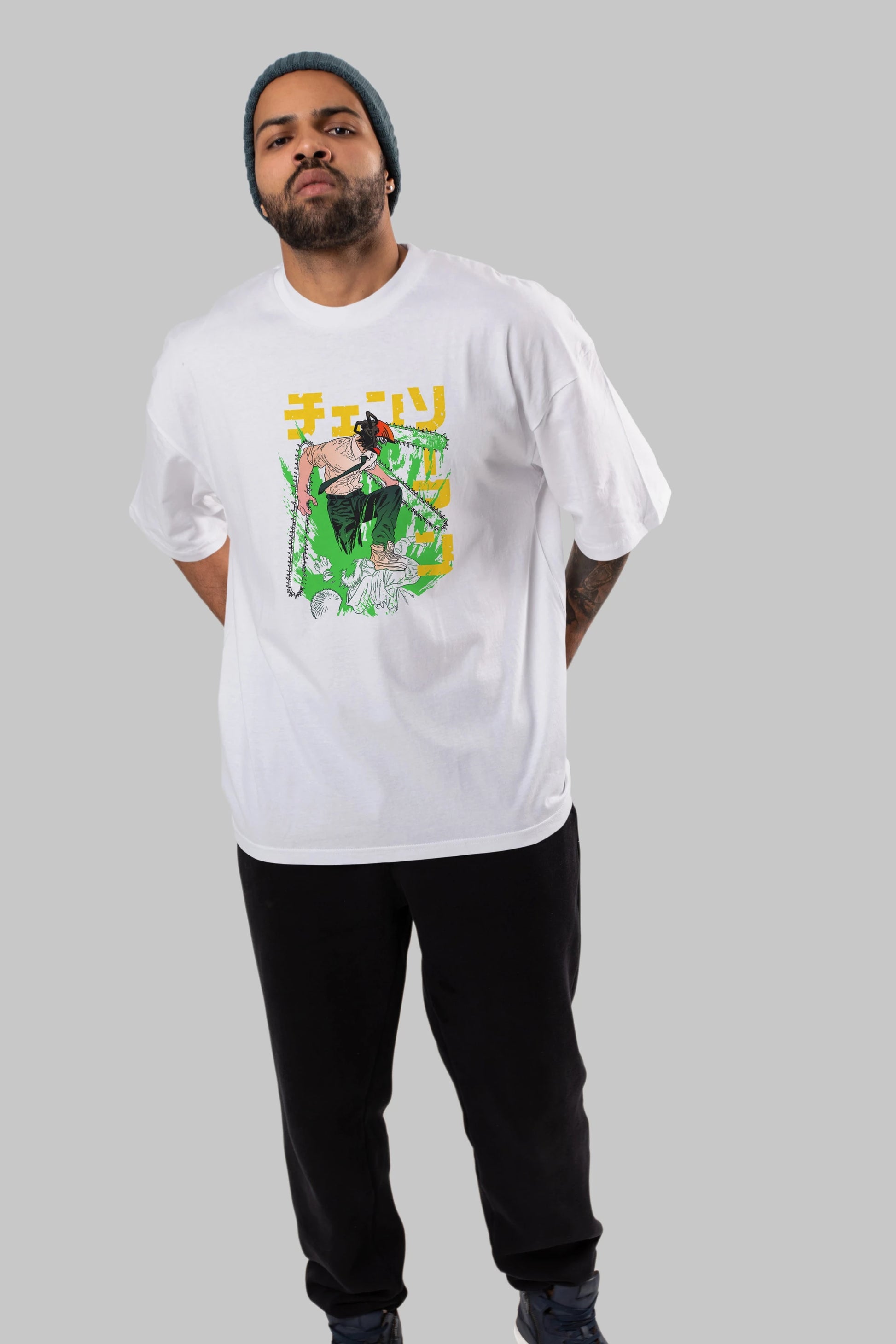 CHAINSAWMAN DENJI Anime Ön Baskılı Oversize t-shirt %100 pamuk Erkek Kadın Unisex