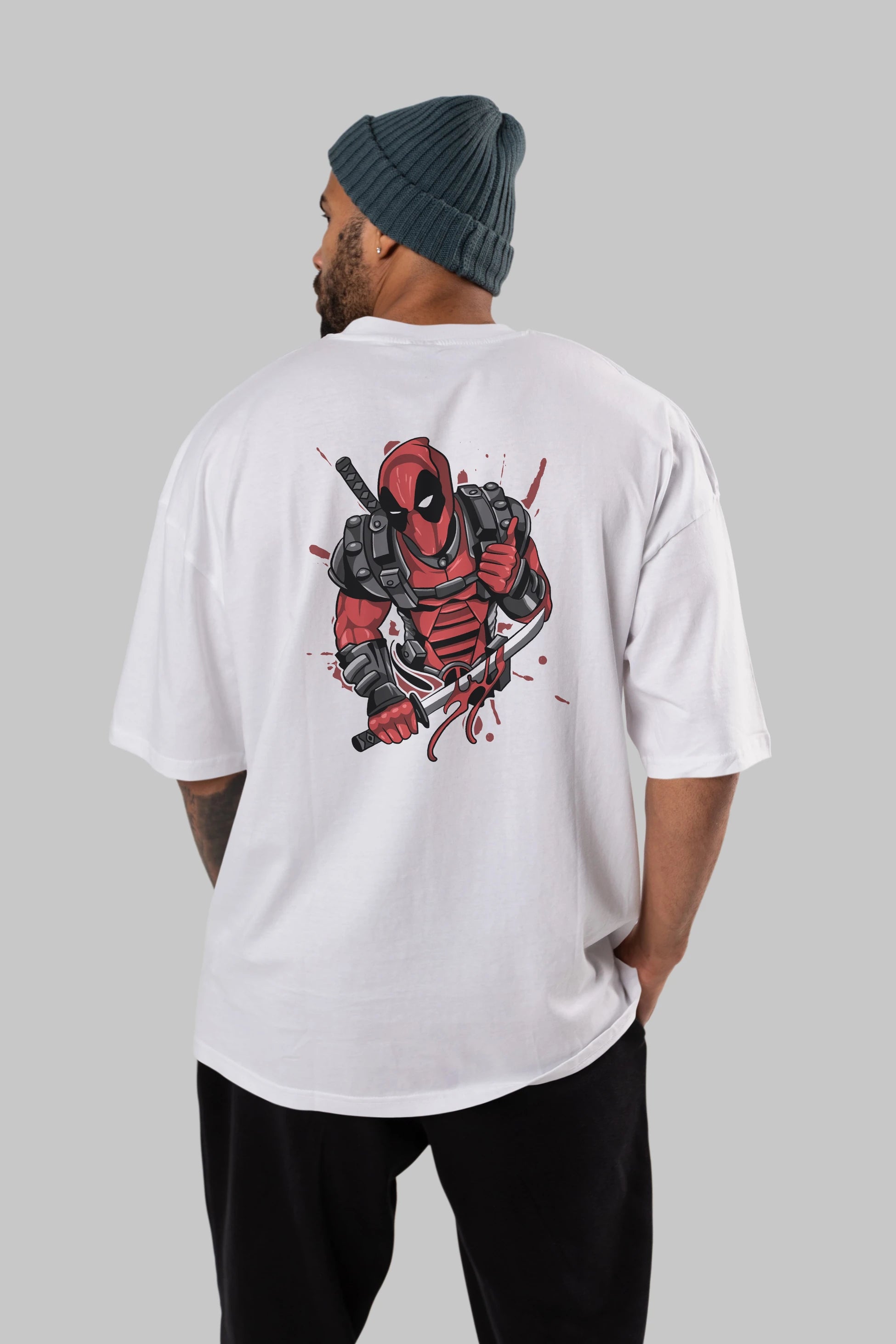 Deadpool (12) Arka Baskılı Oversize t-shirt Erkek Kadın Unisex %100 Pamuk Bisiklet Yaka tişort