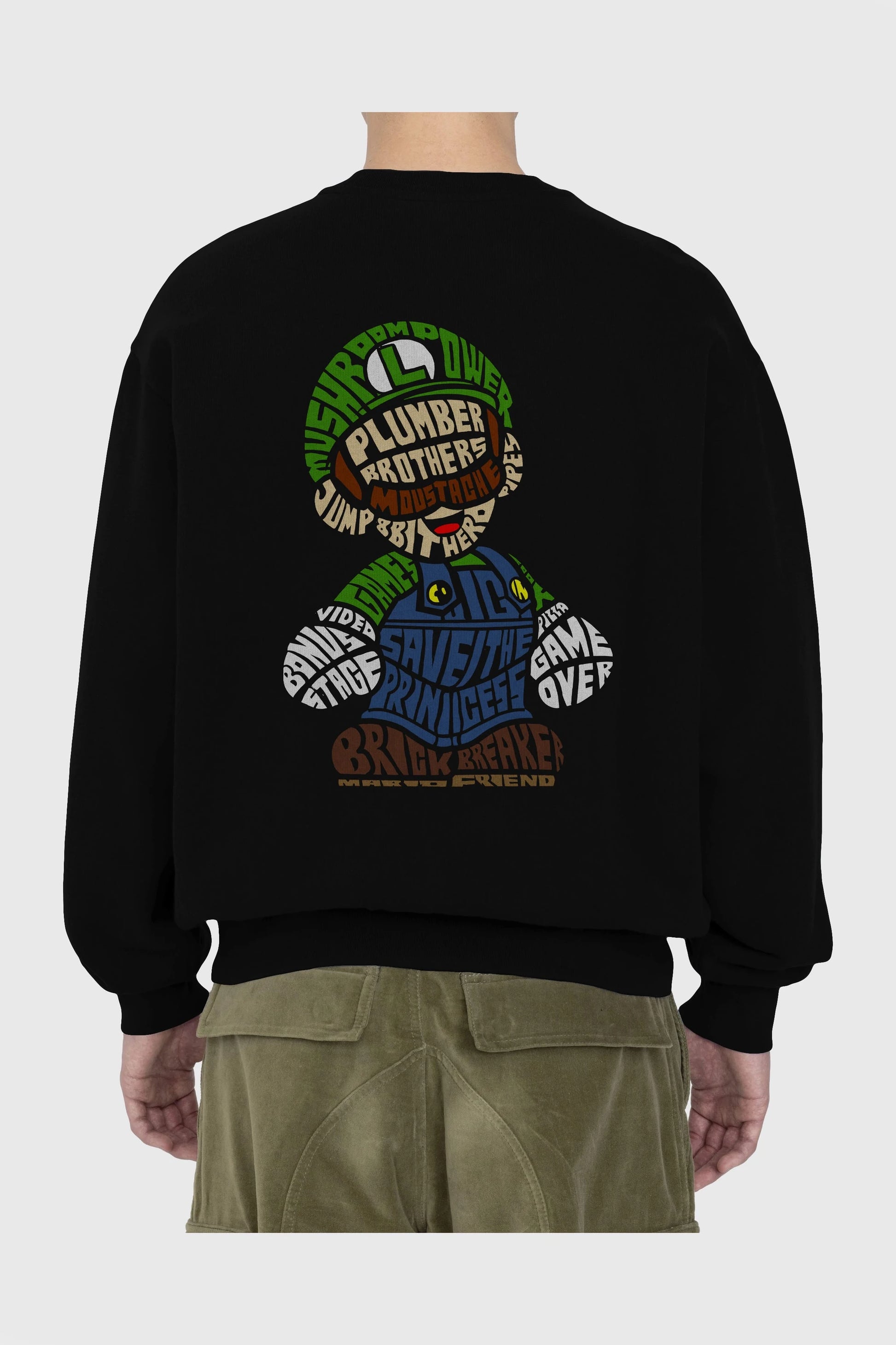 Plumber Brothers Arka Baskılı Oversize Sweatshirt Erkek Kadın Unisex