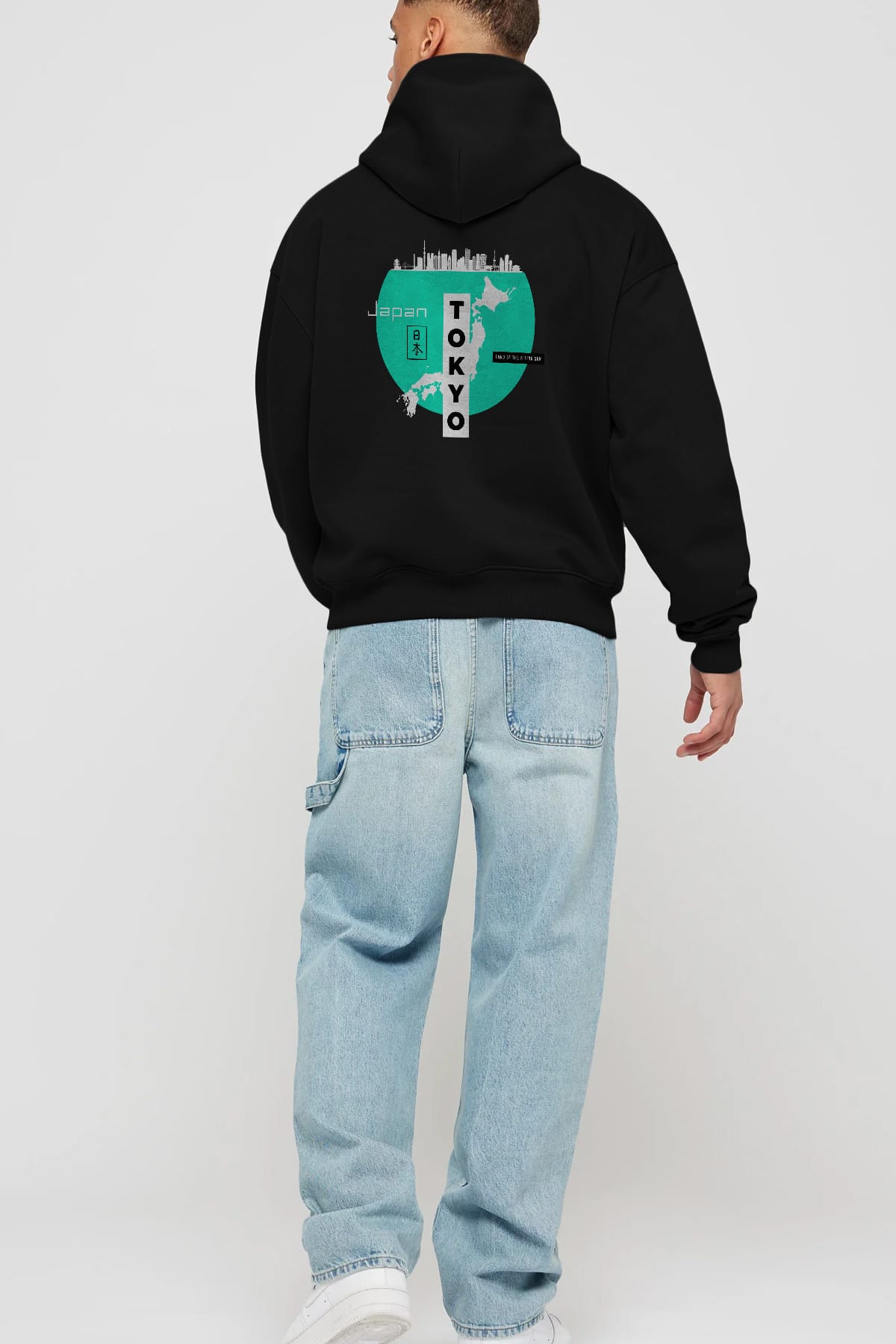 Japan Tokyo Arka Baskılı Oversize Hoodie Kapüşonlu Sweatshirt Erkek Kadın Unisex