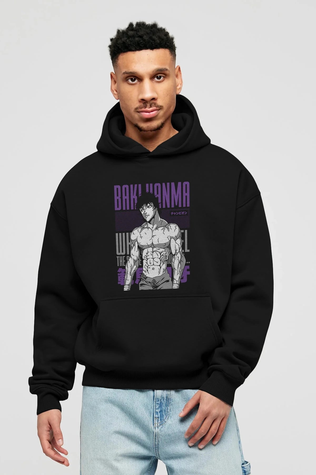 BAKI HANMA (2) Anime Ön Baskılı Hoodie Oversize Kapüşonlu Sweatshirt Erkek Kadın Unisex