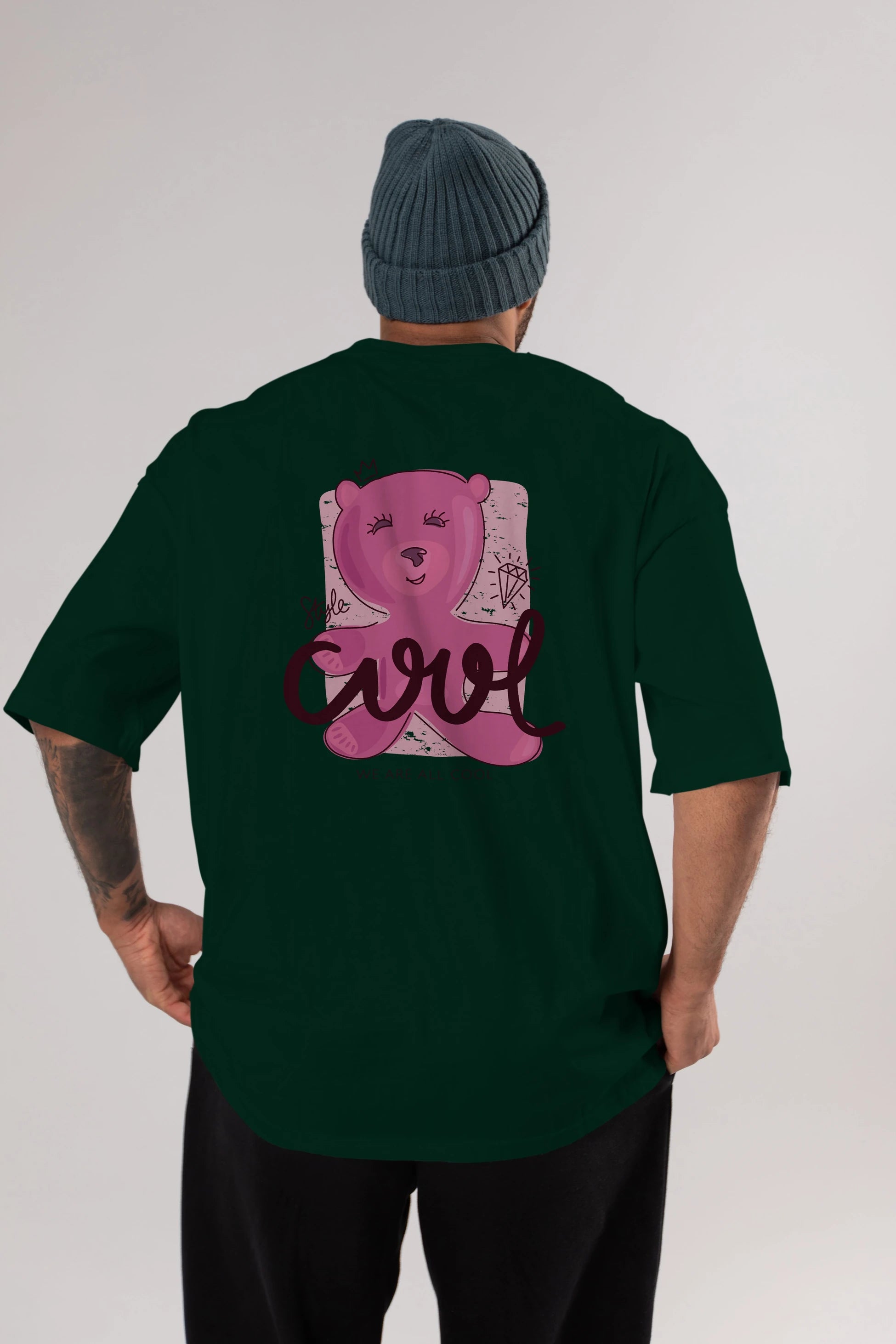 Cool Style Bear Arka Baskılı Oversize t-shirt Erkek Kadın Unisex