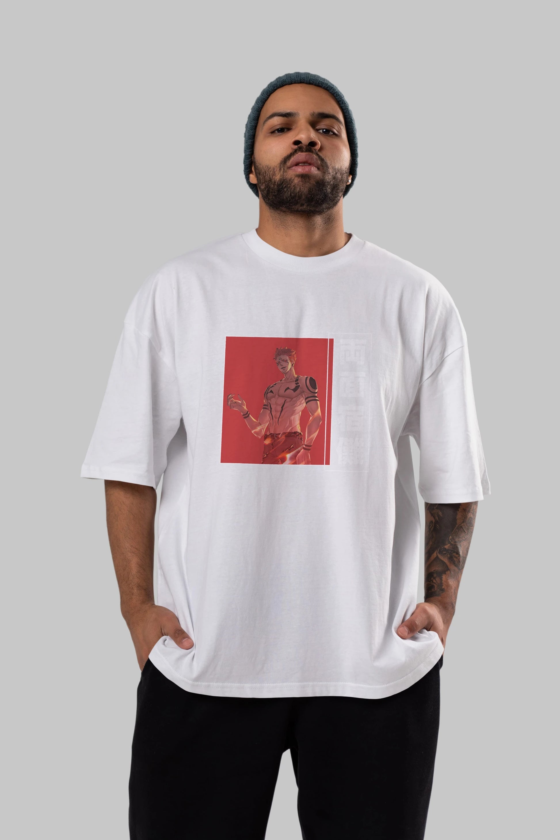 Sukuna Ryoumen 3 Anime Ön Baskılı Oversize t-shirt %100 pamuk Erkek Kadın Unisex