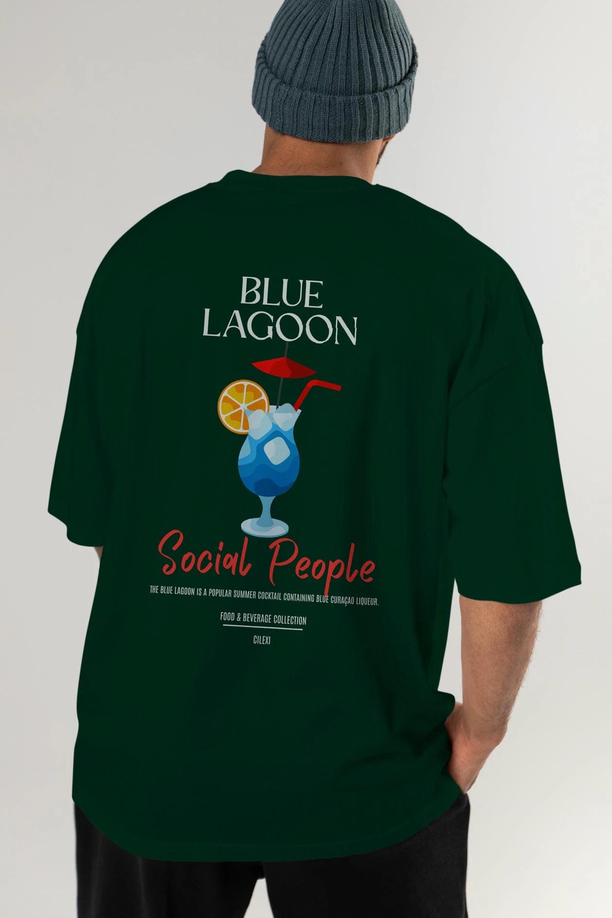 Blue Lagoon Kokteyl Serisi Baskılı Oversize t-shirt Erkek Kadın Unisex %100 Pamuk Bisiklet Yaka tişort
