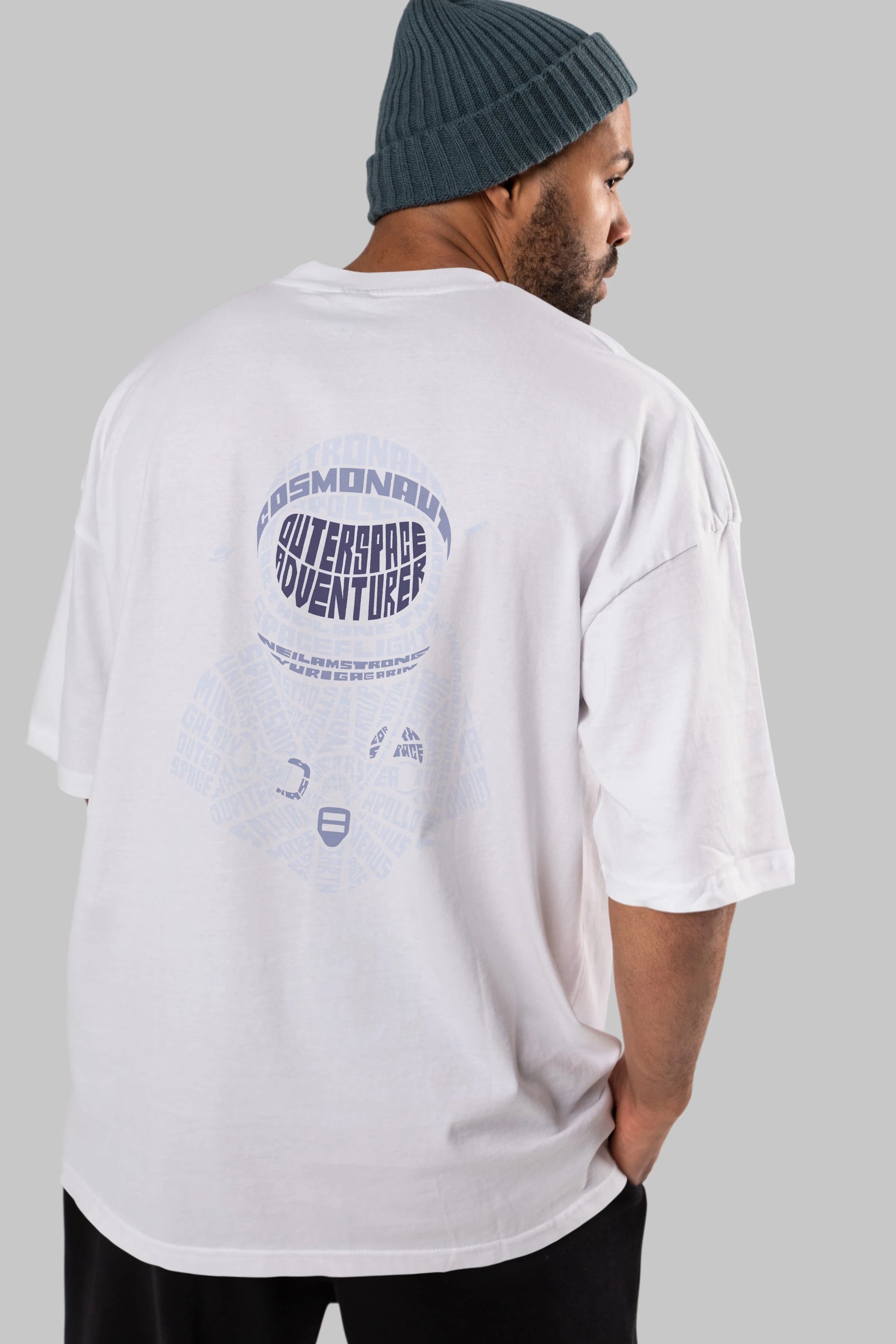 Astronaut Arka Baskılı Oversize t-shirt %100 pamuk Erkek Kadın Unisex