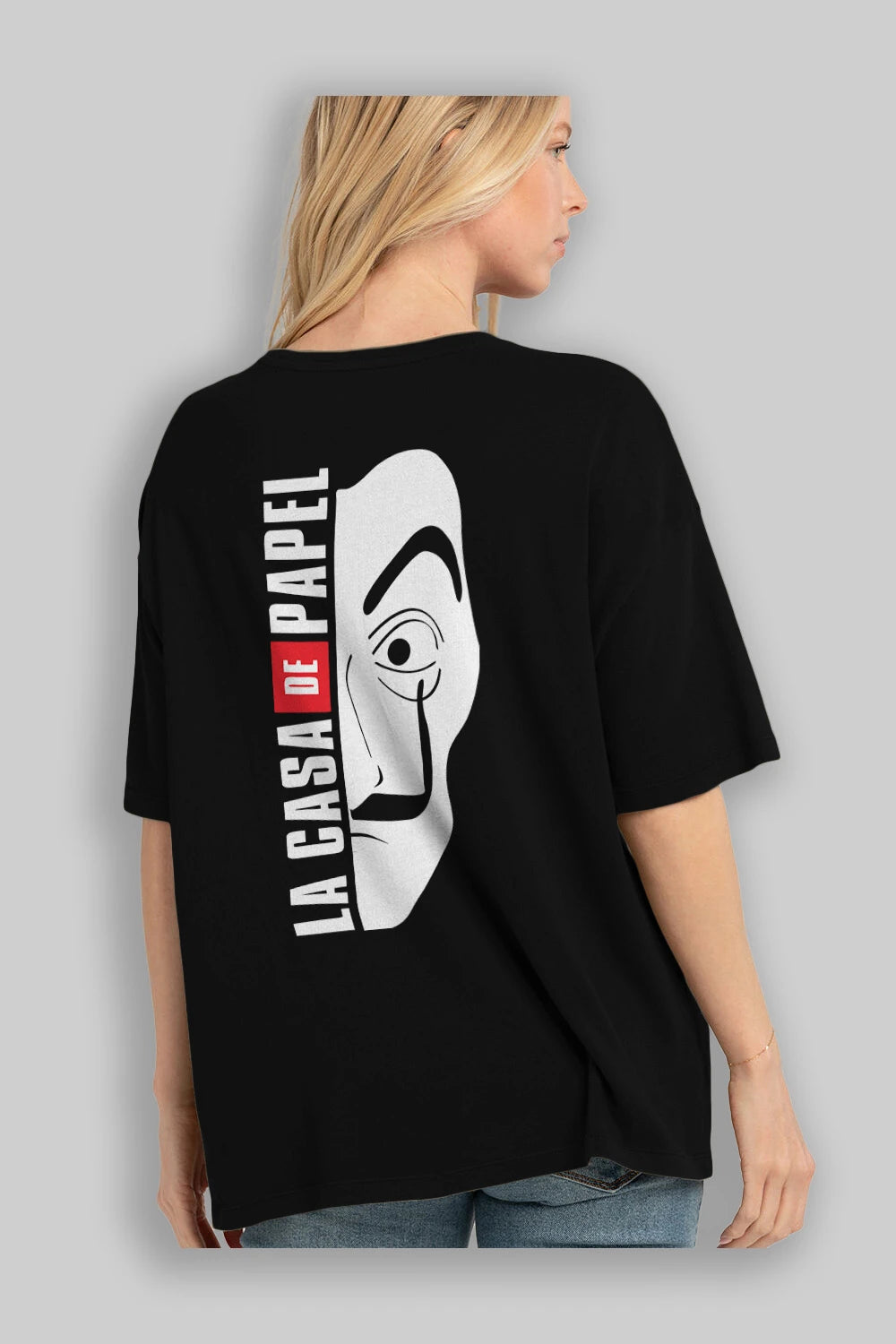 La Casa De Papel (3) Arka Baskılı Oversize t-shirt Erkek Kadın Unisex %100 Pamuk Bisiklet Yaka tişort