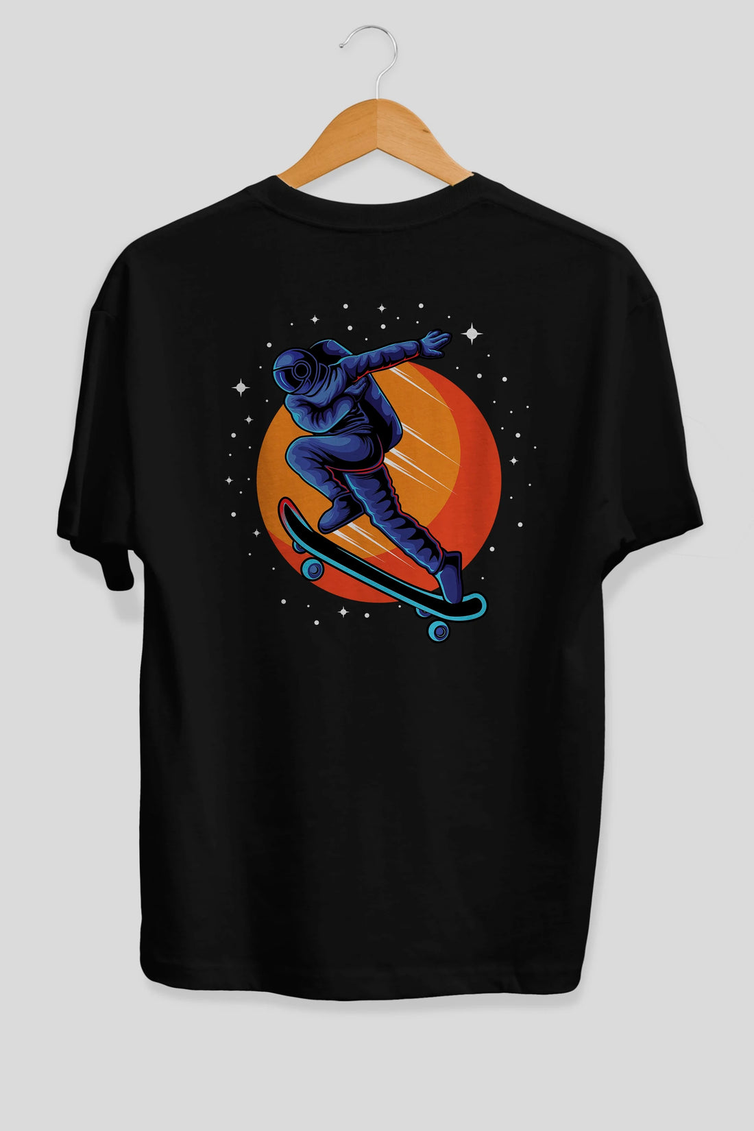 Astroskate Run Arka Baskılı Oversize t-shirt Erkek Kadın Unisex