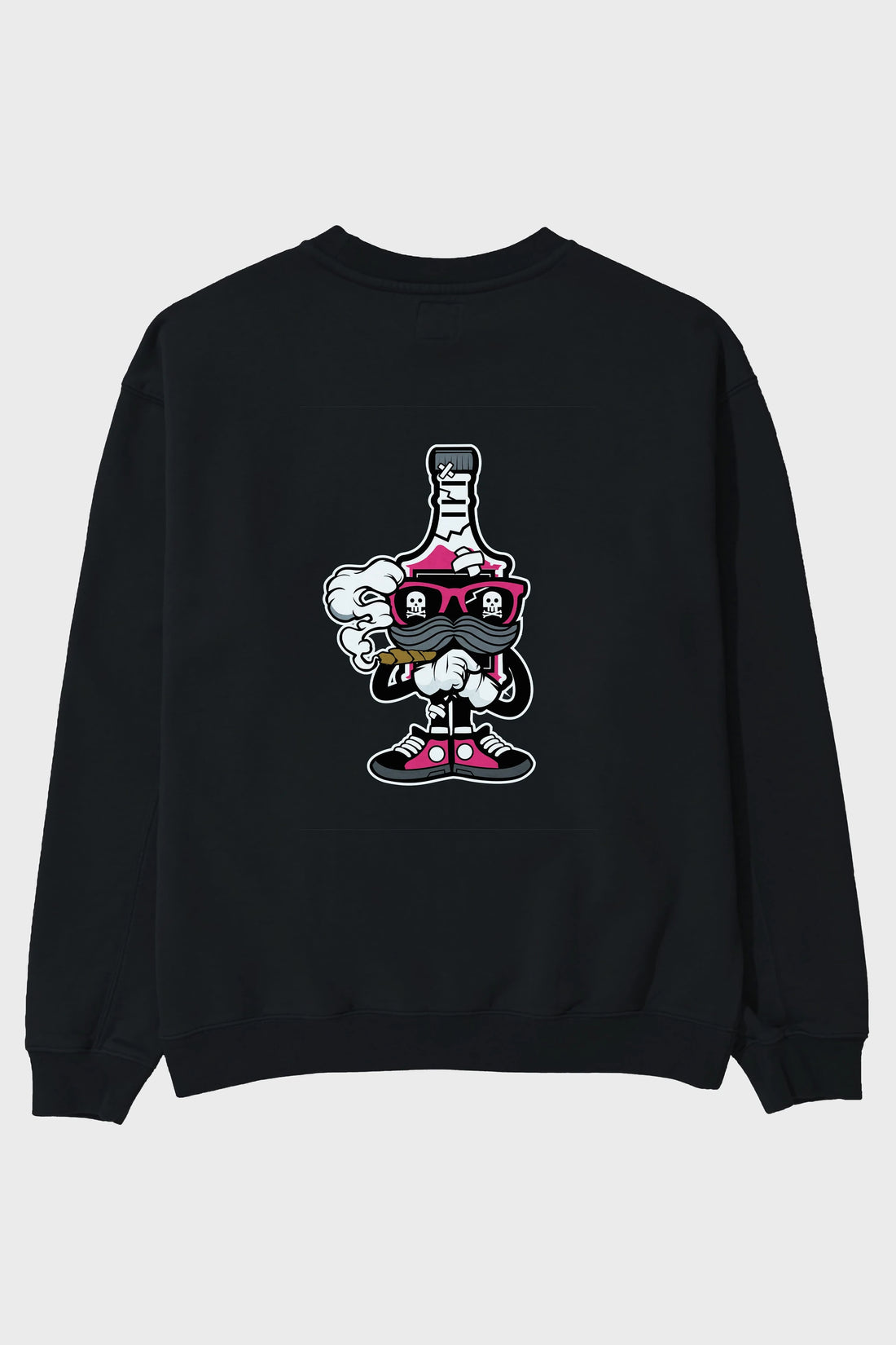 Vodka Bottle Arka Baskılı Oversize Sweatshirt Erkek Kadın Unisex