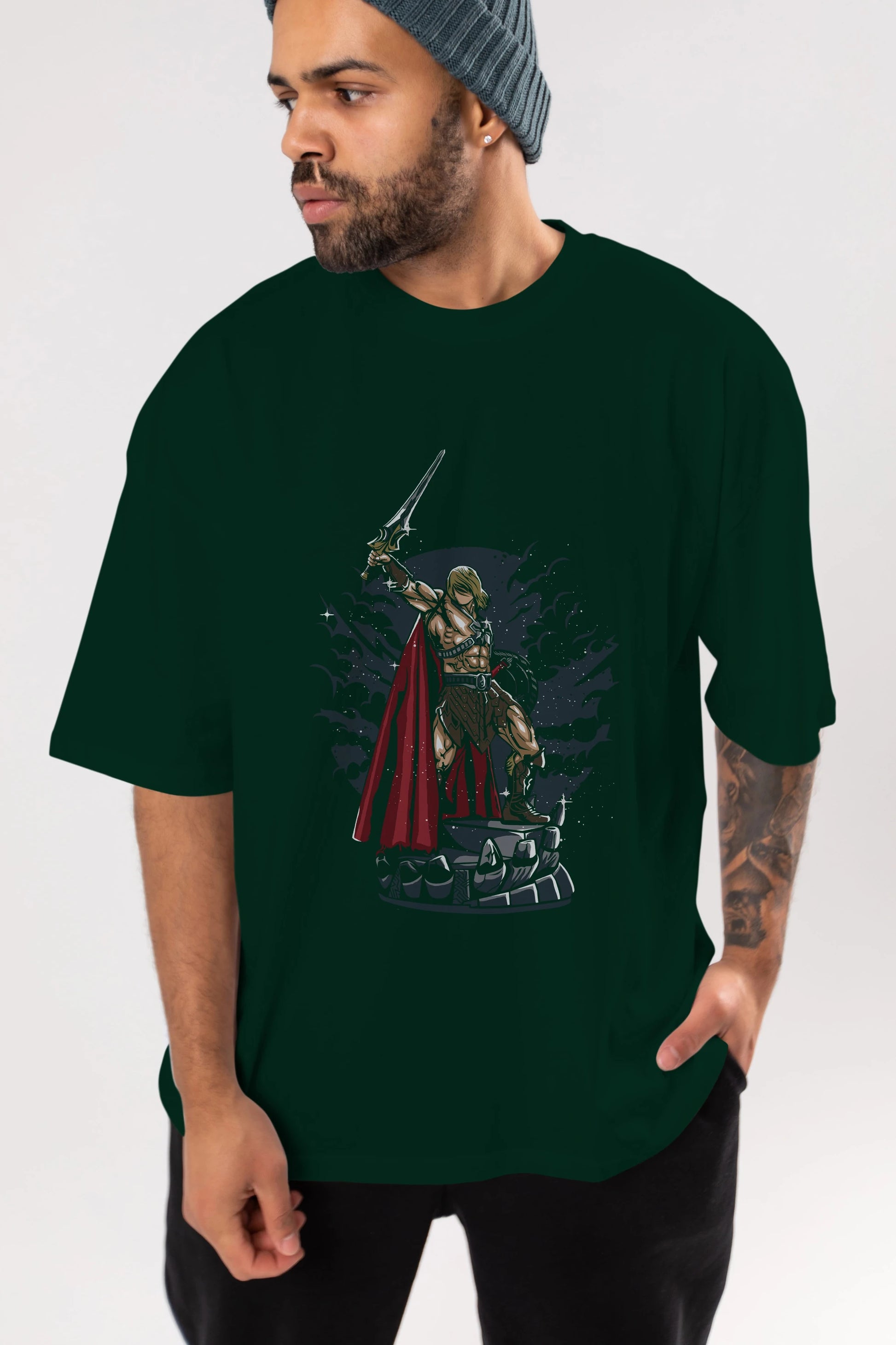 Warrior Ön Baskılı Oversize t-shirt Erkek Kadın Unisex %100 Pamuk tişort