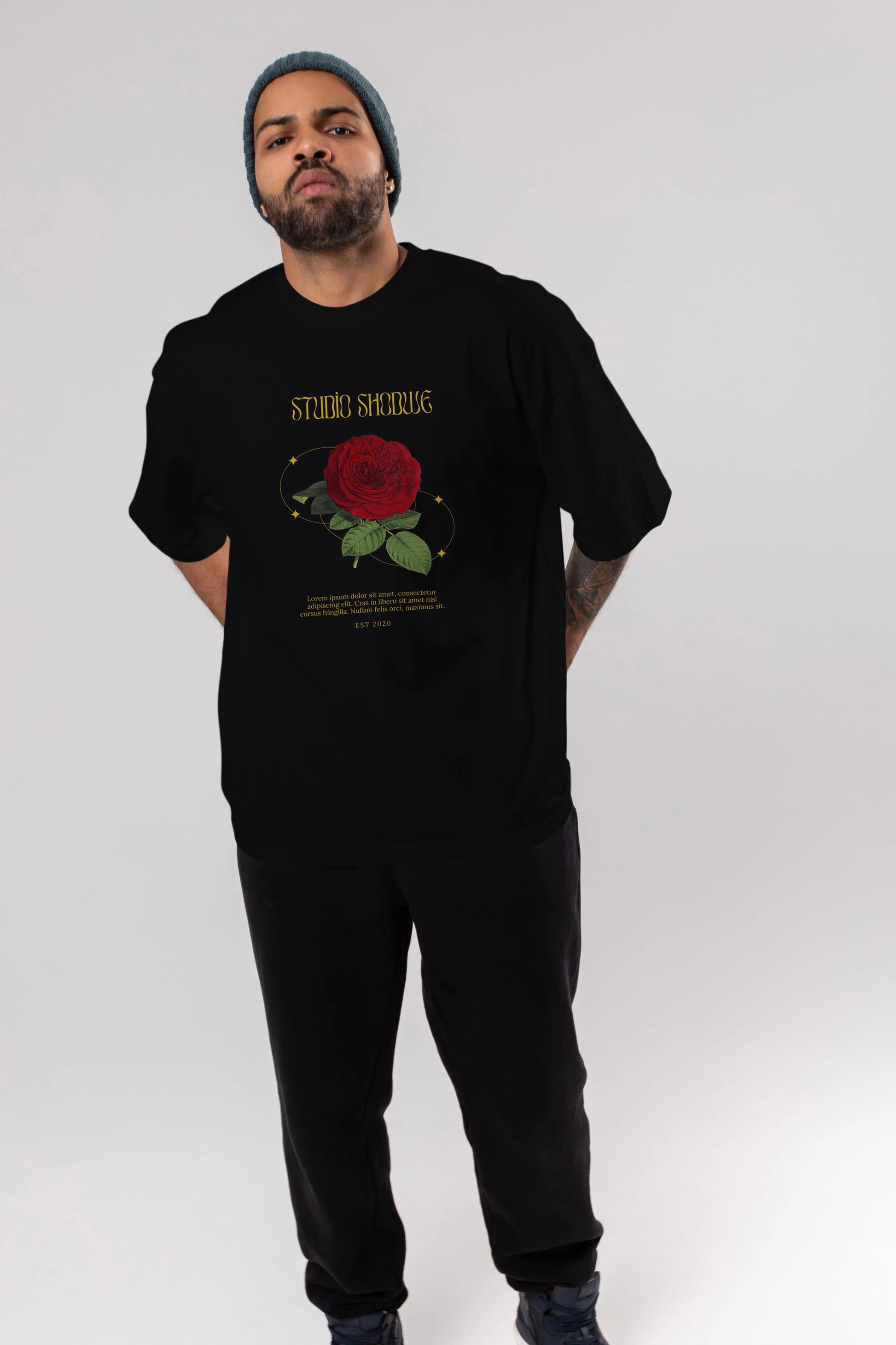 Studio Shodwe Rose Ön Baskılı Oversize t-shirt Erkek Kadın Unisex