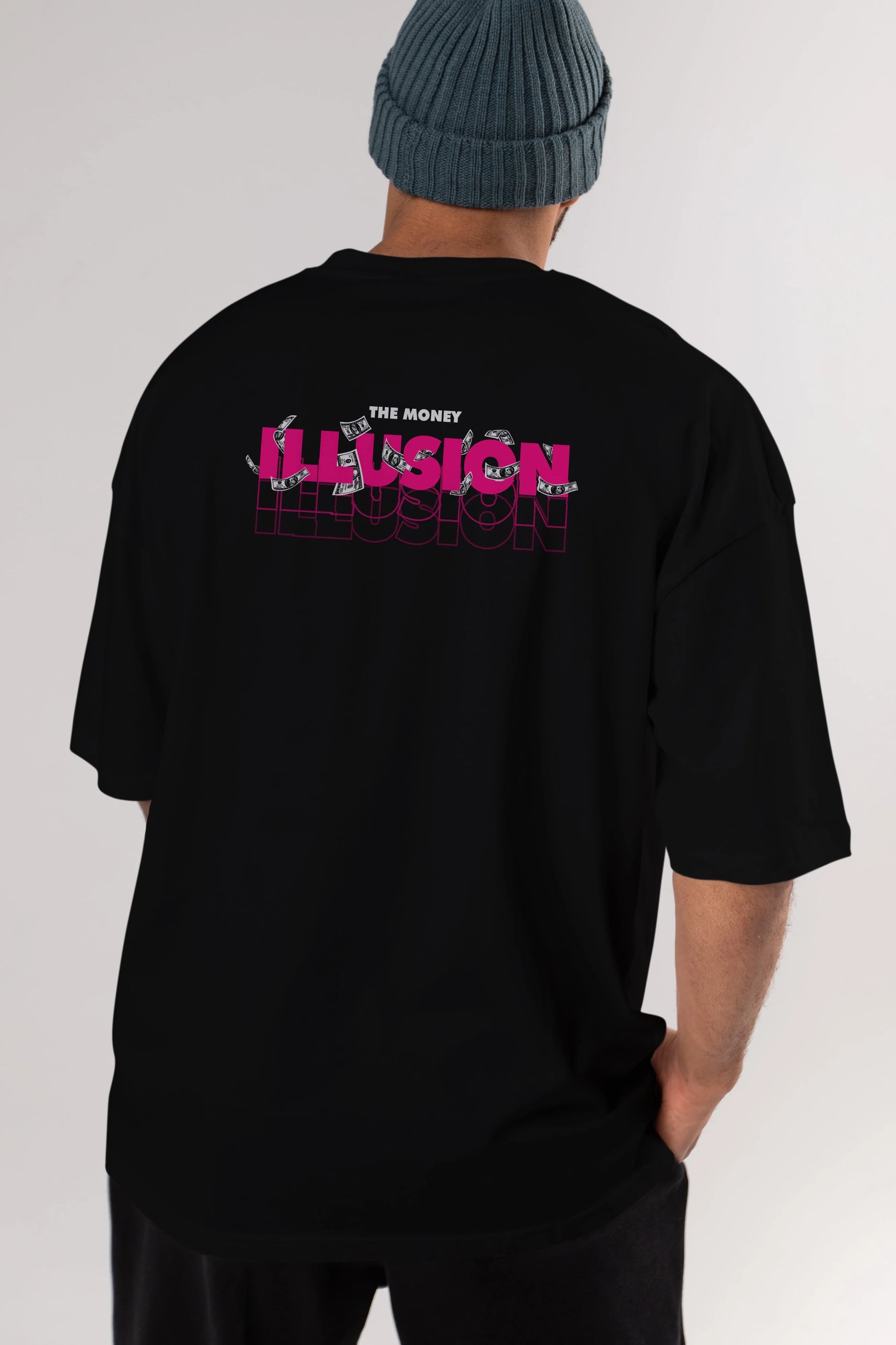 The Money Illusion Arka Baskılı Oversize t-shirt Erkek Kadın Unisex