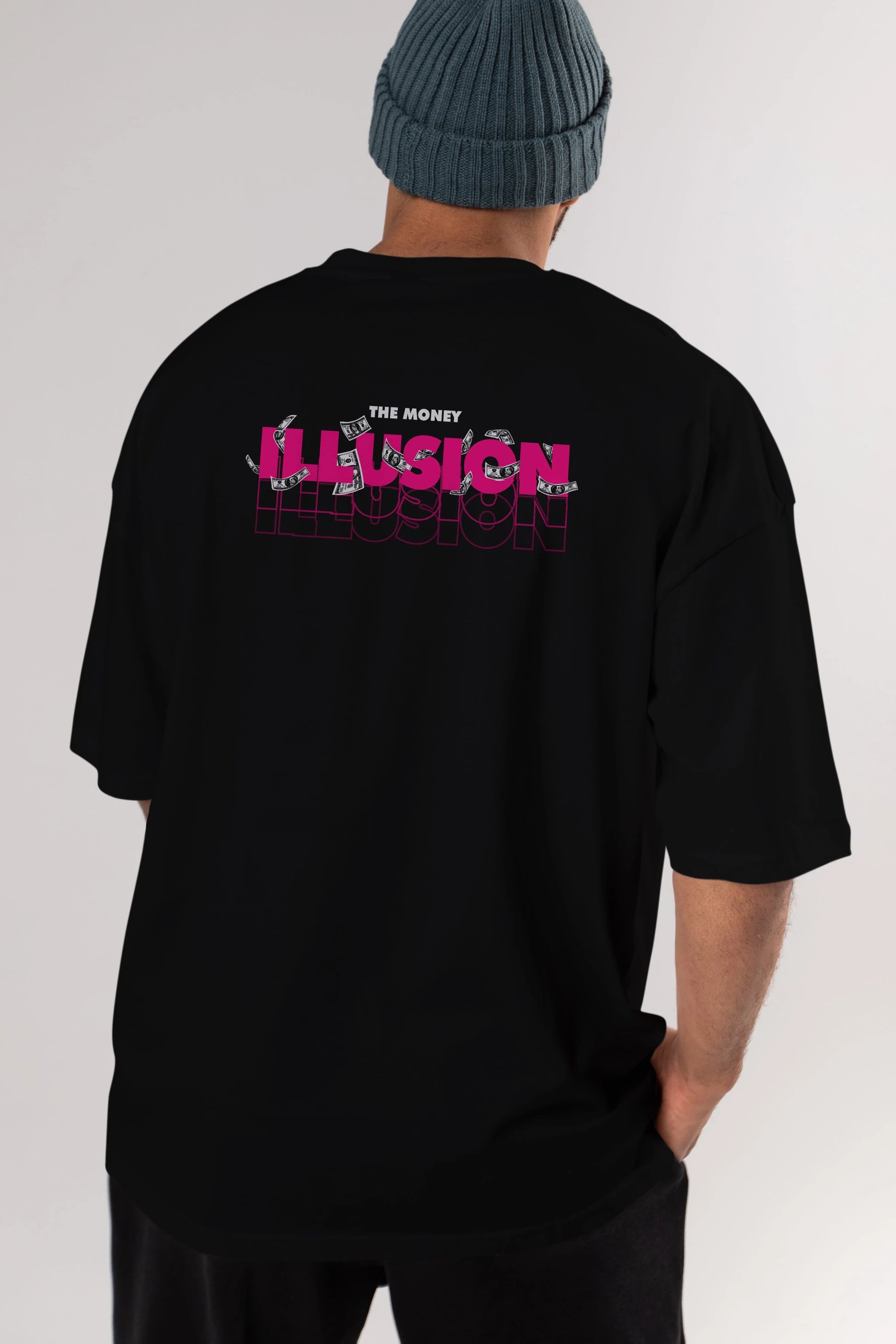 The Money Illusion Arka Baskılı Oversize t-shirt Erkek Kadın Unisex