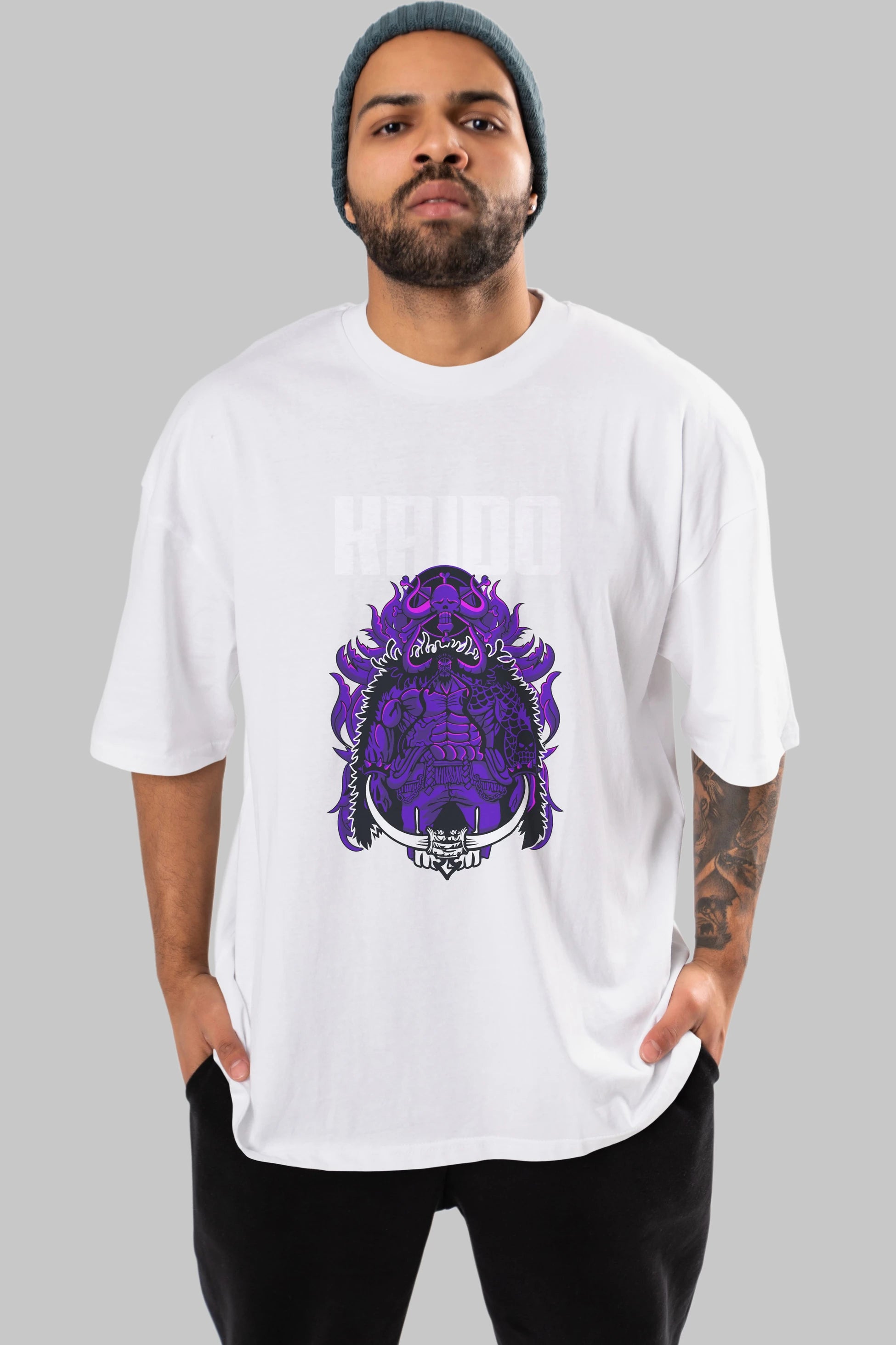 Kaido Anime Ön Baskılı Oversize t-shirt Erkek Kadın Unisex