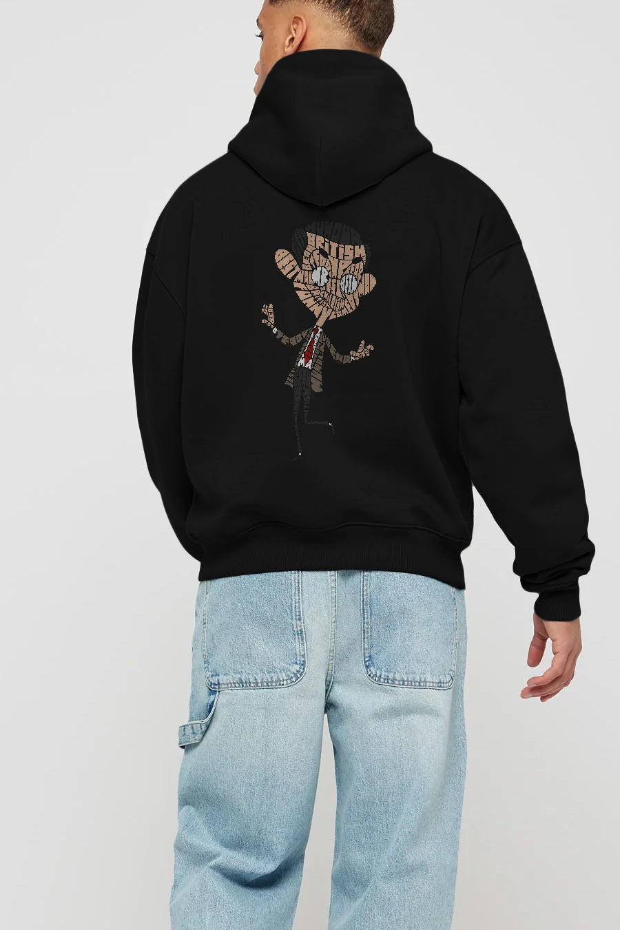 Mr Bean Arka Baskılı Hoodie Oversize Kapüşonlu Sweatshirt Erkek Kadın Unisex