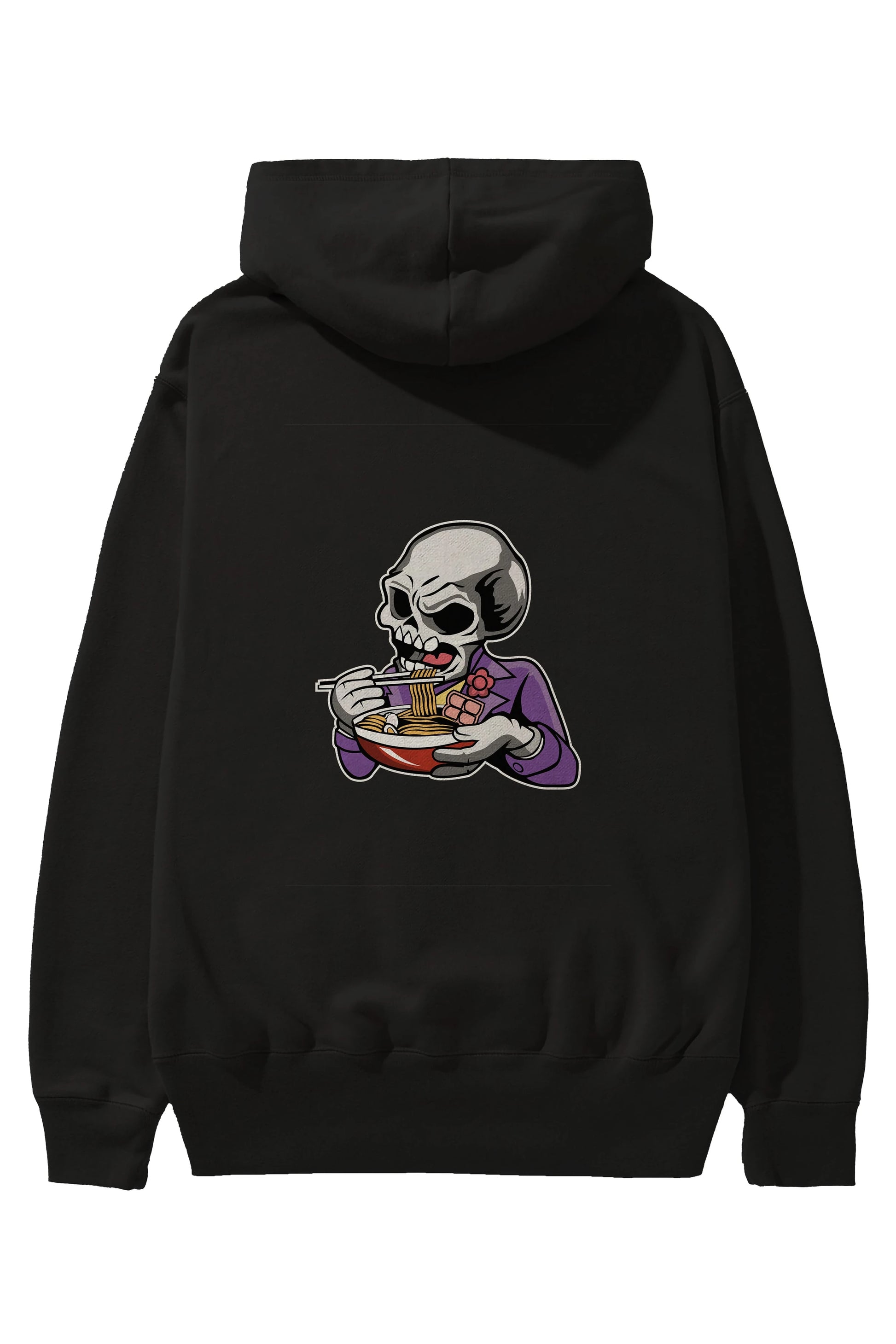 Skull Ramen Arka Baskılı Hoodie Oversize Kapüşonlu Sweatshirt Erkek Kadın Unisex
