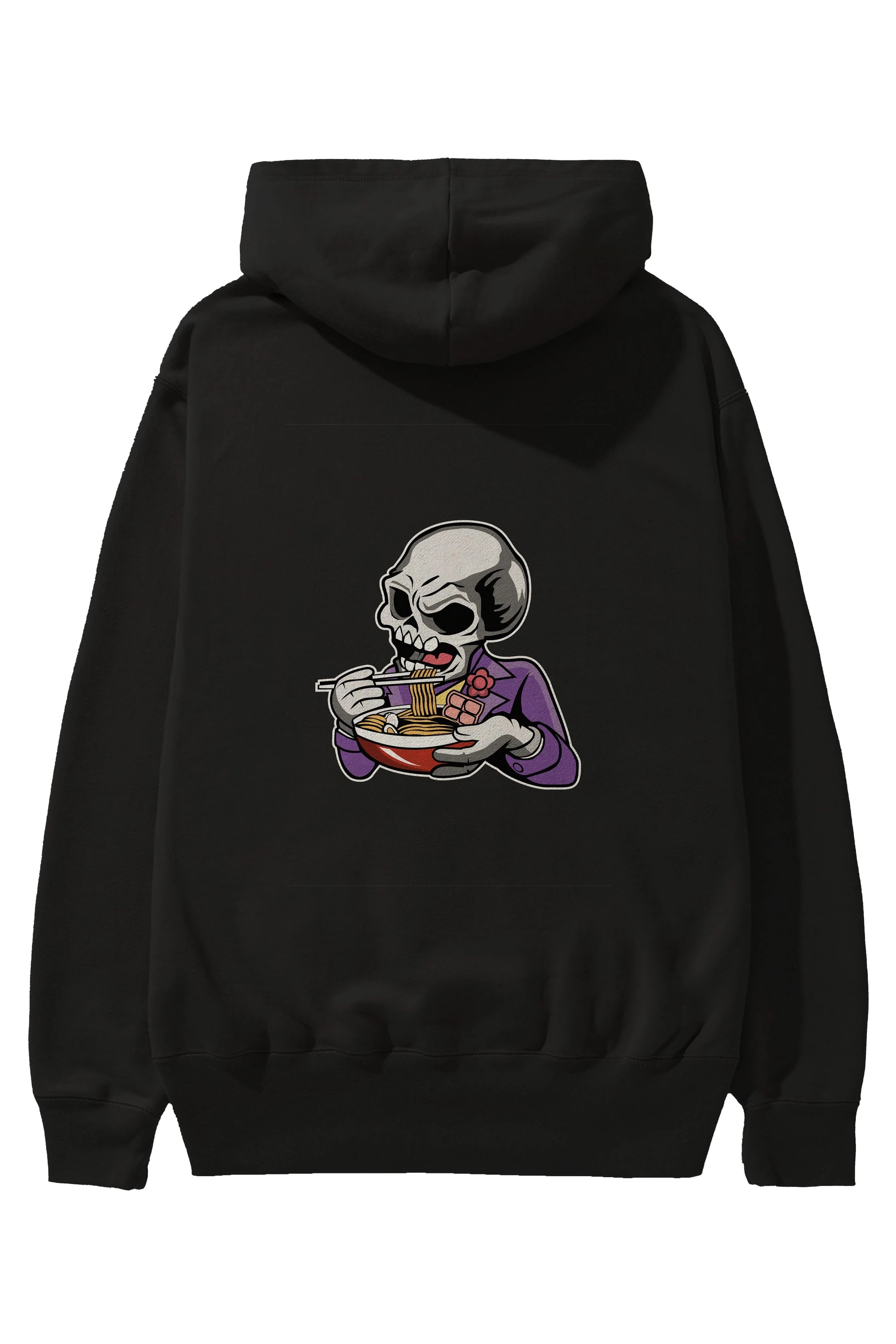 Skull Ramen Arka Baskılı Hoodie Oversize Kapüşonlu Sweatshirt Erkek Kadın Unisex
